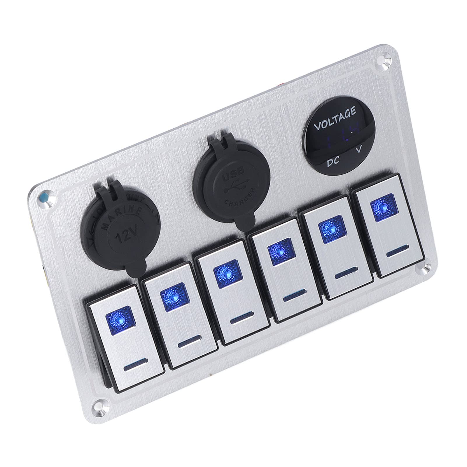 Tbest Panel Wahacza Gang Włączony Wyłączony Niebieskie światło LED .1A Port USB do Samochodu RV Loy PanelCar Panel Wykonany z Wahacza Wykonany Jest z Aluminium PC i Plastiku miedzianego. Klamra
