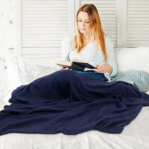 Miniatura 6 de Peryiter 6 mantas descalzas, mantas de forro polar, mantas de punto de 50 x 60 pulgadas para sofá, mantas ligeras y cálidas, mantas suaves de felpa