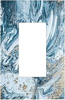 Vista 30 de Cubierta de Pared de Interruptor y Toma de Corriente de 1 Gang de Patrón Texturizado de Mármol Turquesa Oscuro Azul Gris Moderno Abstracto de Lujo