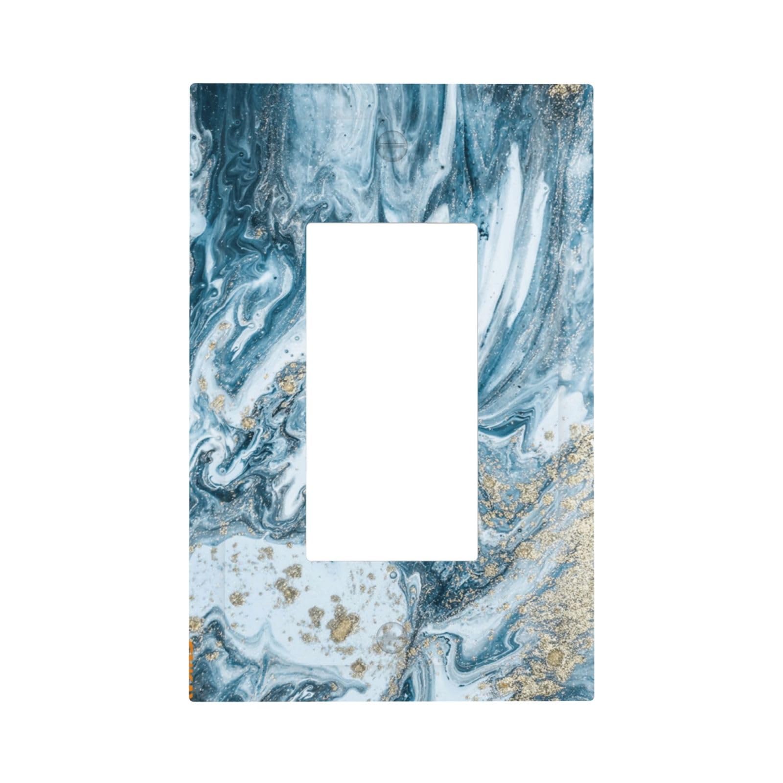 1 Gang Electrical Decora/GFCI Device Wallplate Abstract Lexury Dark Turquoise Teal Blue Gray Marble Textured Pattern Single Decorator Rocker Outlet