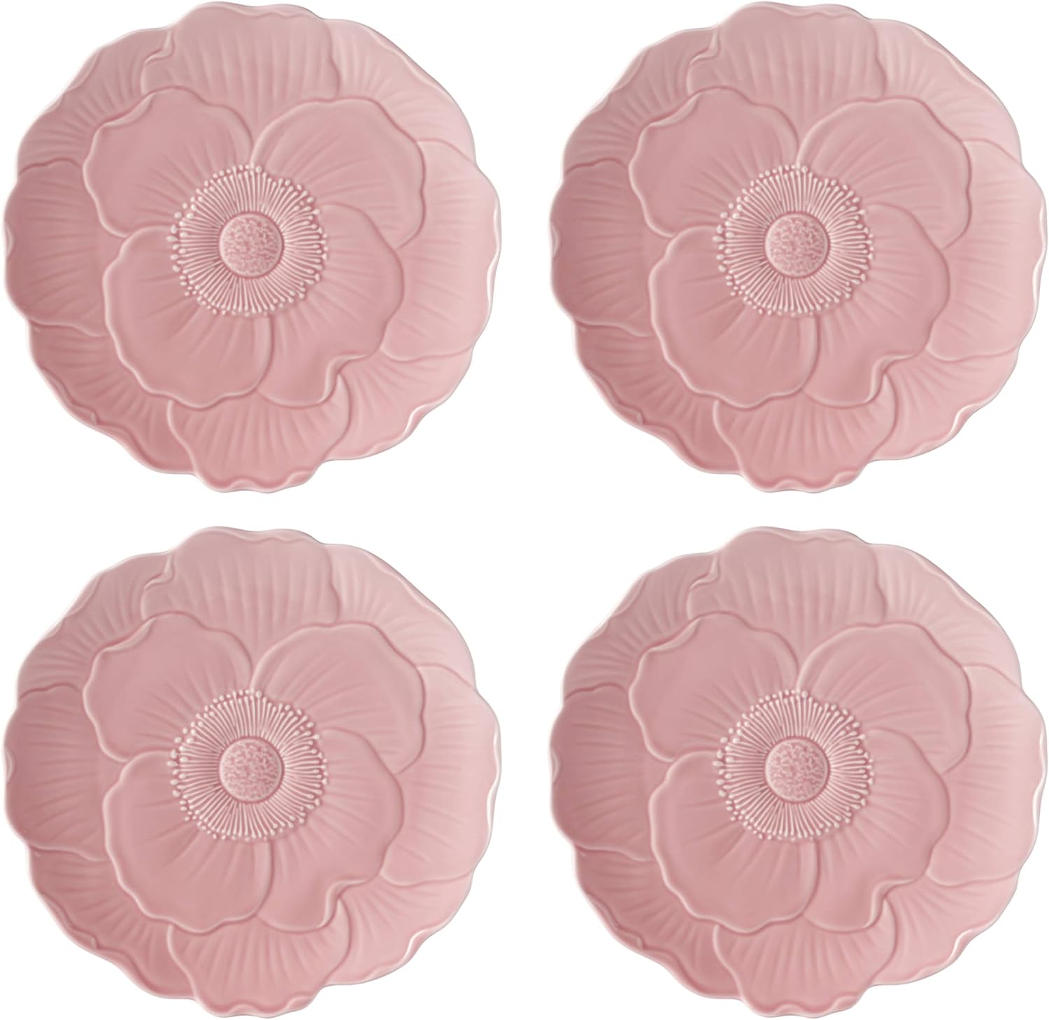 Lenox Butterfly Meadow Floral Accent Plates Set of 4, Pink Porcelain Dessert Plates - Dishwasher & Microwave Safe