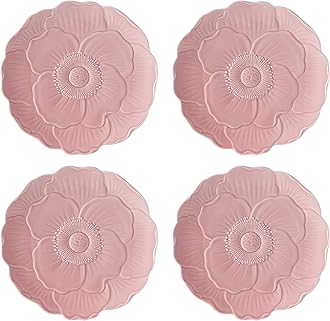 897768 Butterfly Meadow Floral Accent Plates, Pink, Set of 4