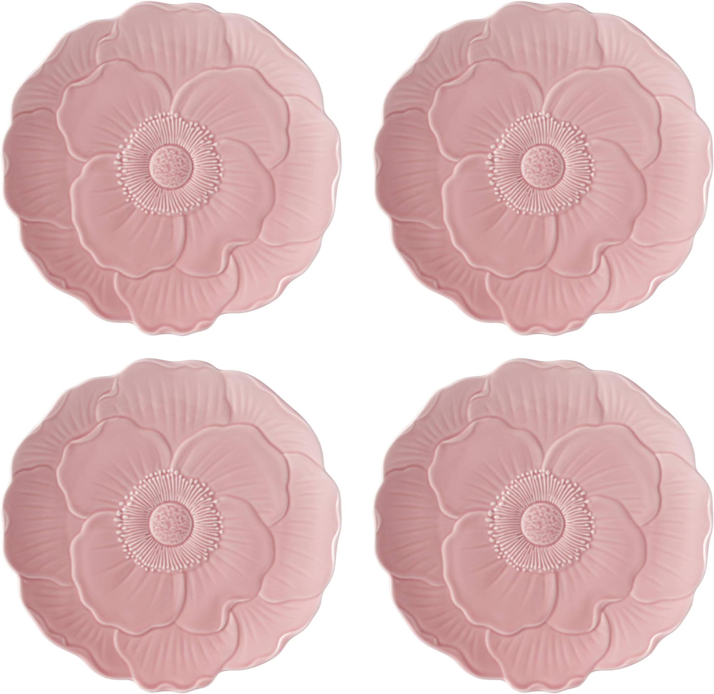 897768 Butterfly Meadow Floral Accent Plates, Pink, Set of 4
