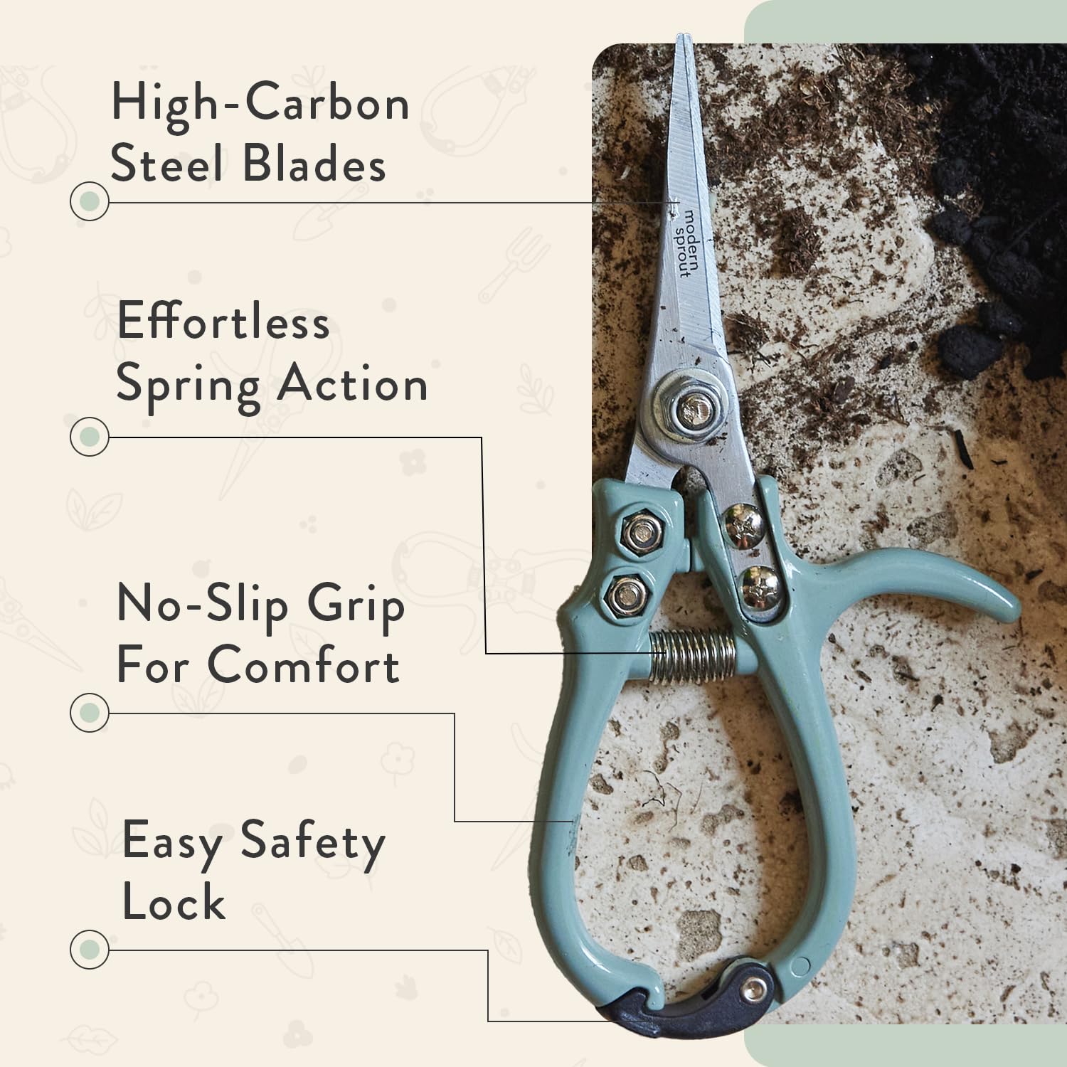 Modern Sprout Pruning Shears - Garden Snips -4 Modern Sprout Pruning Shears - Garden Snips -4