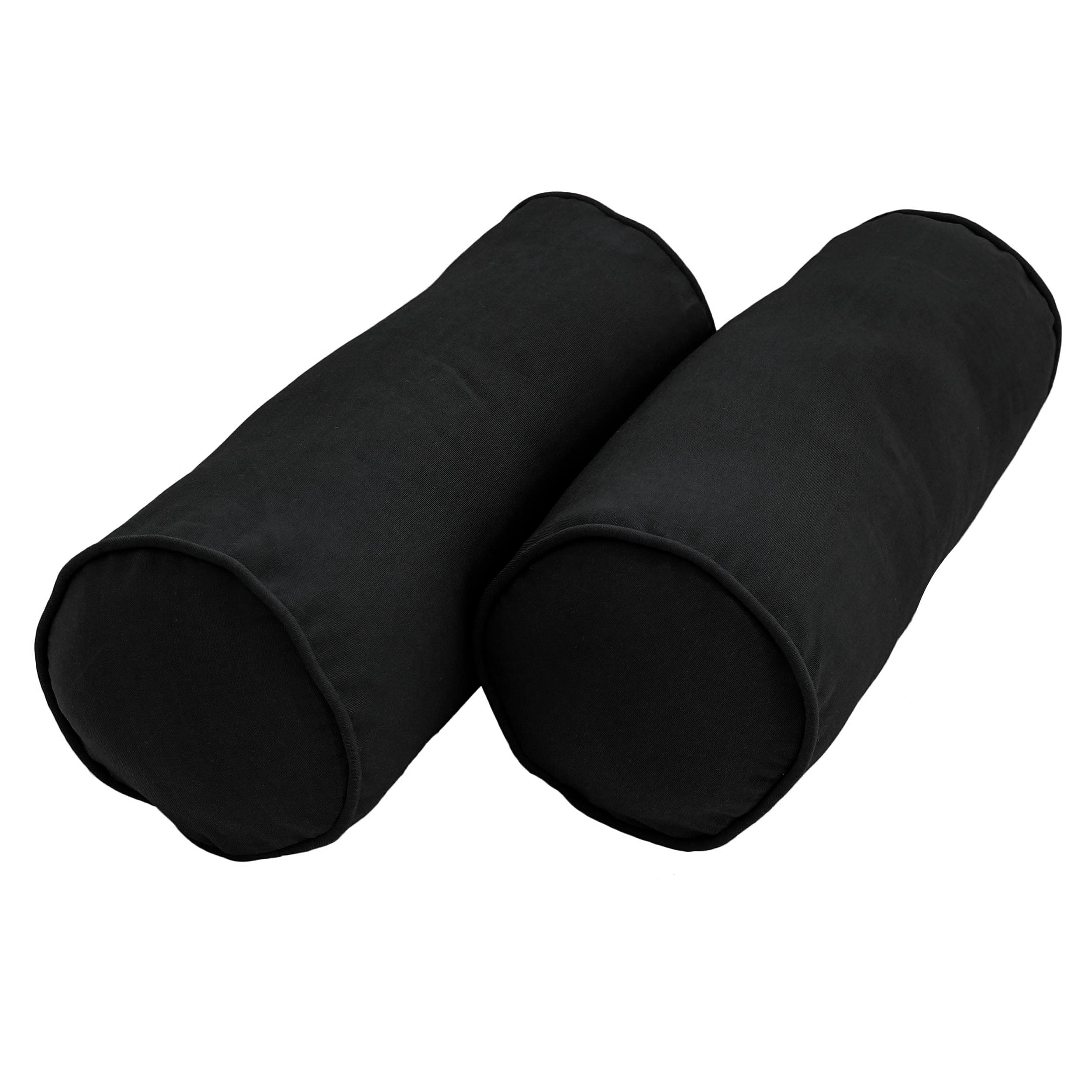 Blazing Needles Corded Microsuede Bolster Pillows (Set of 2), 20" x 8", Black, 2 Count