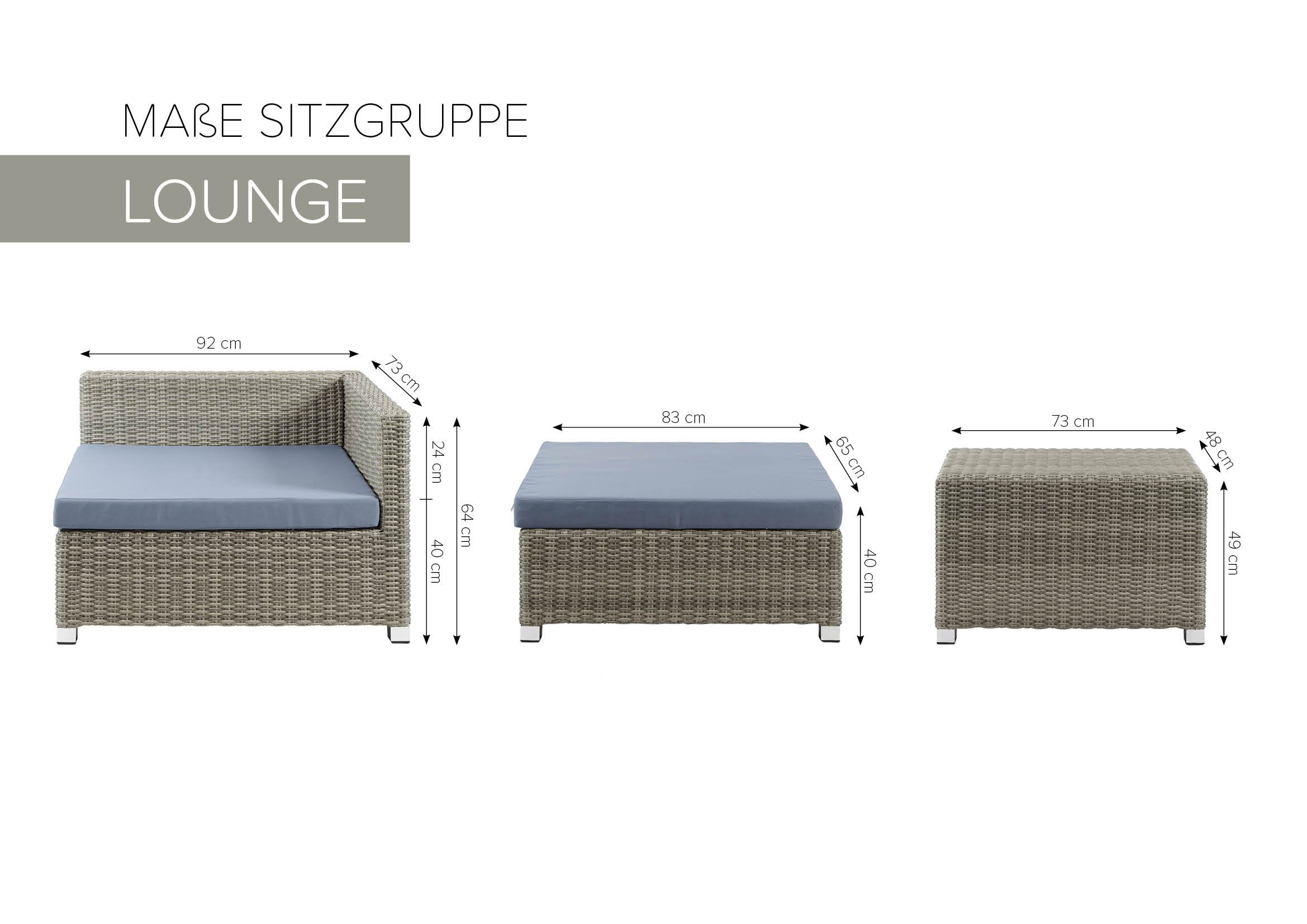 Kobolo Loungemöbel 2 Hocker 2 Sessel 4 Polster 2 Kissen 1 Tisch - Polyrattan
