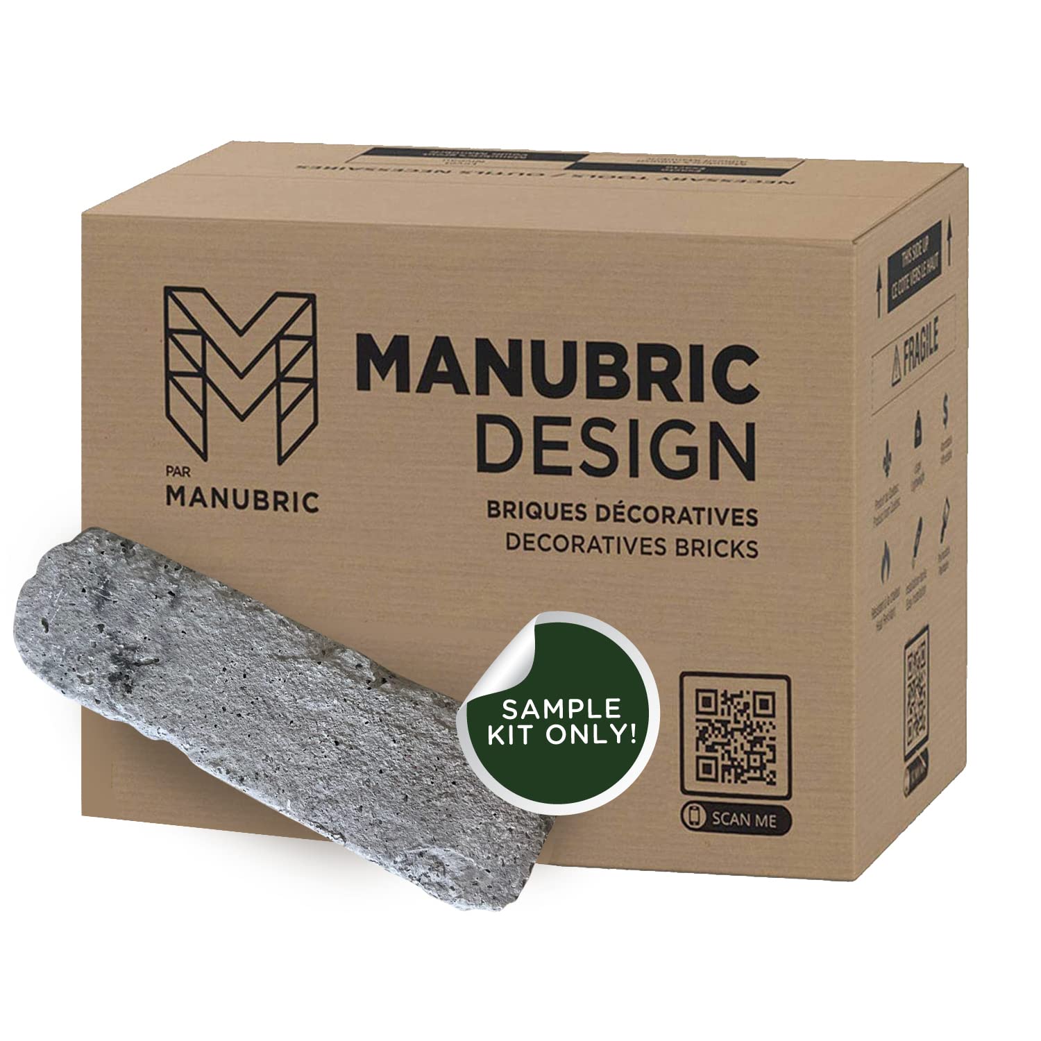 Manubric – Easy to Install Luxurious Faux 3D Brick Wall for Interior Decoration (Sample Kit, Glasgow)