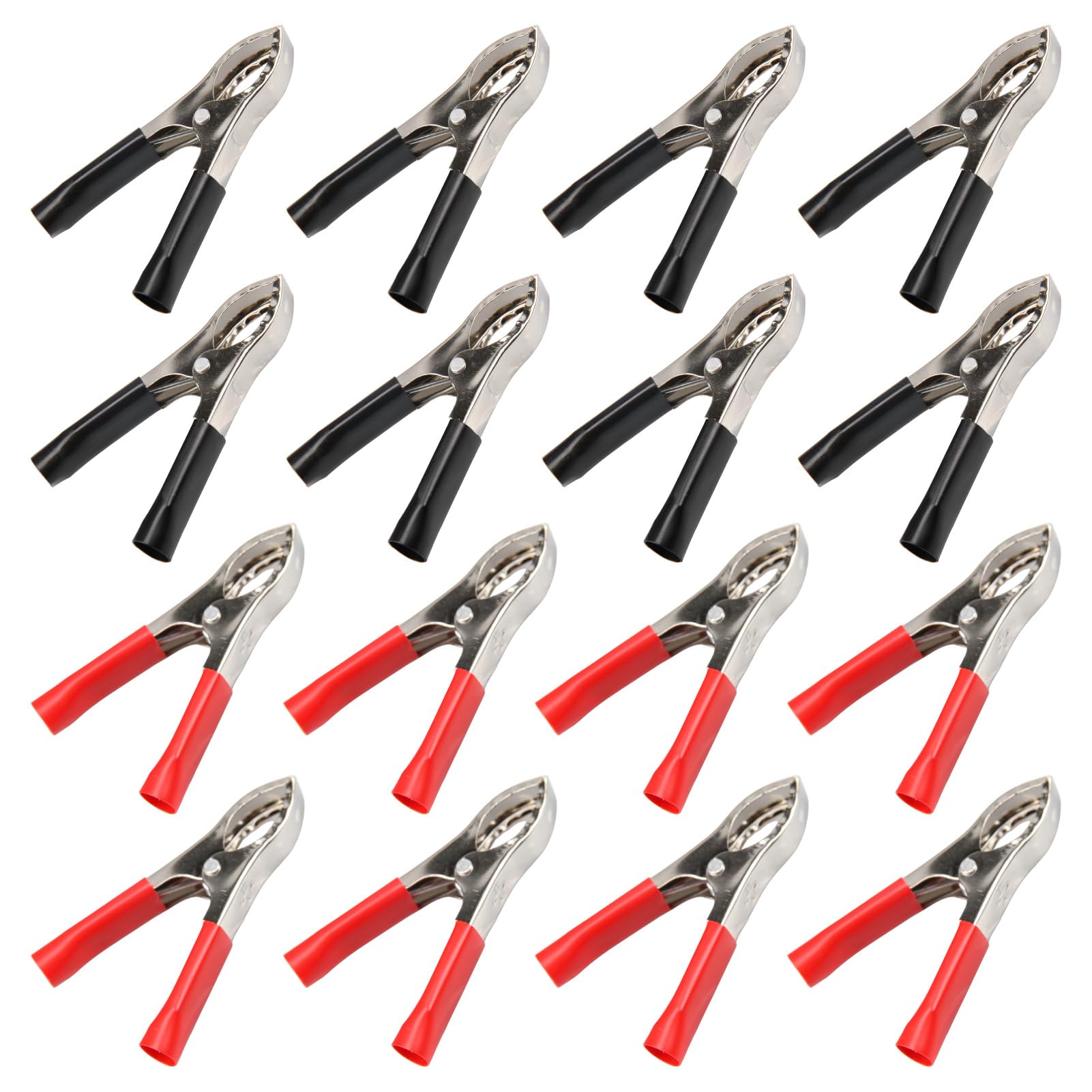 Lotnery 16Pcs 30A Jump Lead Clamps Heavy Duty Crocodile Clips, 72mm Pure Copper Alligator Clamps for Car Battery Chargers,Electrical Testing (Red/Black)