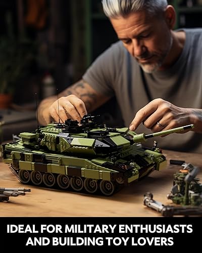 Miniatura 5 de Nifeliz Leopard II Tanque A7, juego de construcción de tanques militares para adultos, modelo coleccionable del ejército para construir y exhibir,