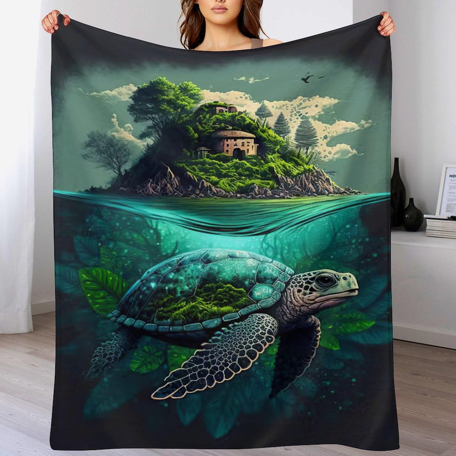 Couverture polaire tortue de qualité supérieure, jeté de lit en flanelle chaude