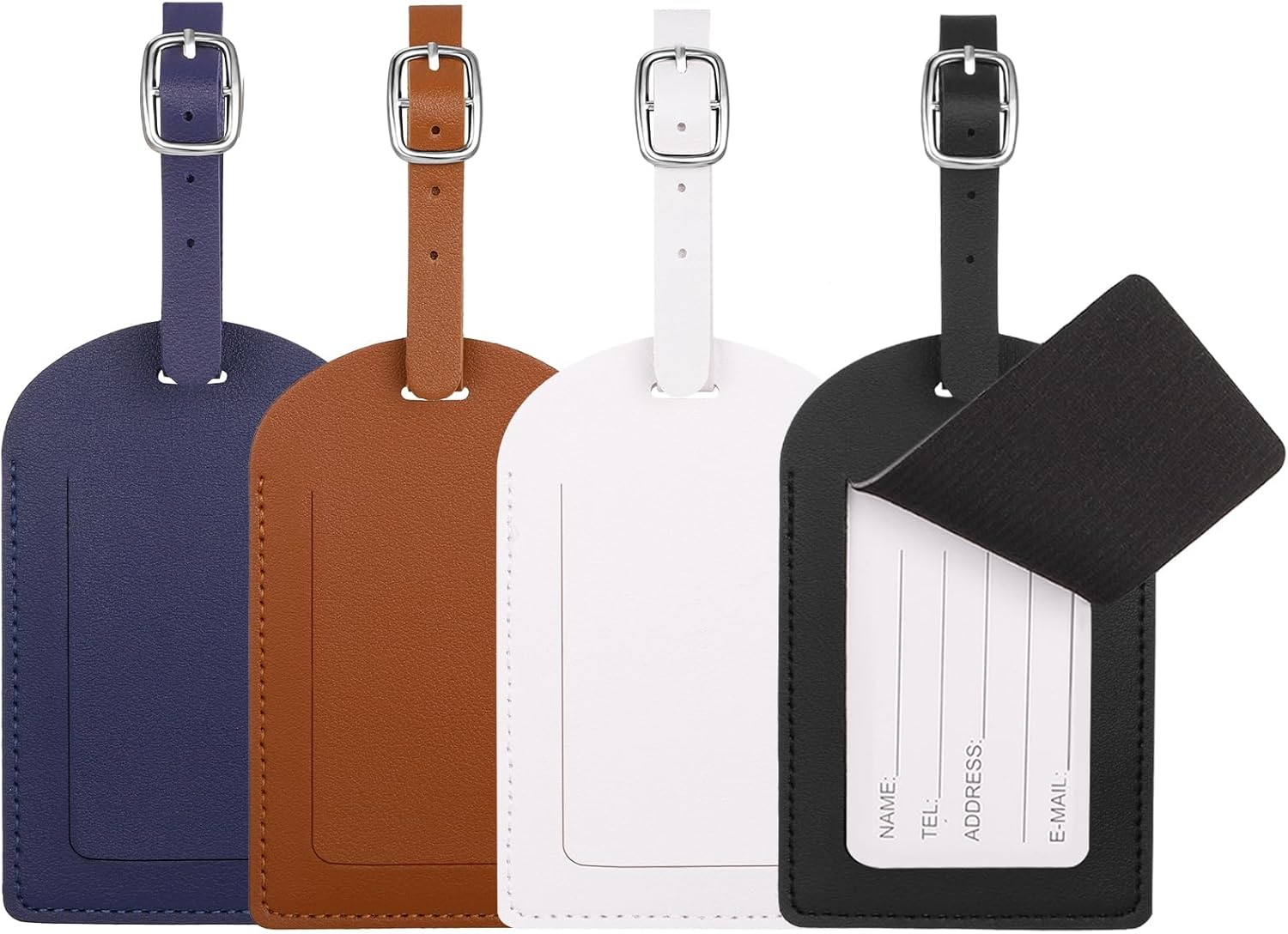 Luggage Tags, 4 Pack Luggage Tags for Suitcases, Leather Luggage Labels for Suitcases, Suitcase