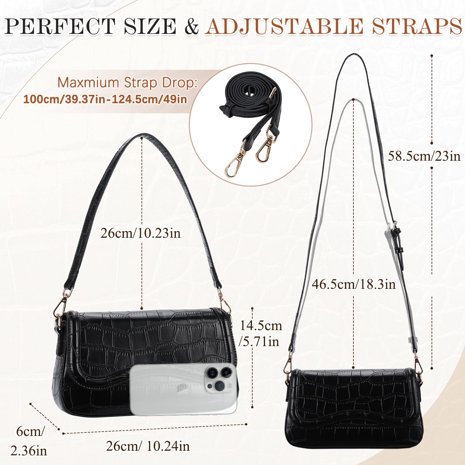 VX VONXURY Small Shoulder Bag for Women PU Leather Trendy Underarm Bag Fashion Handbag Purse