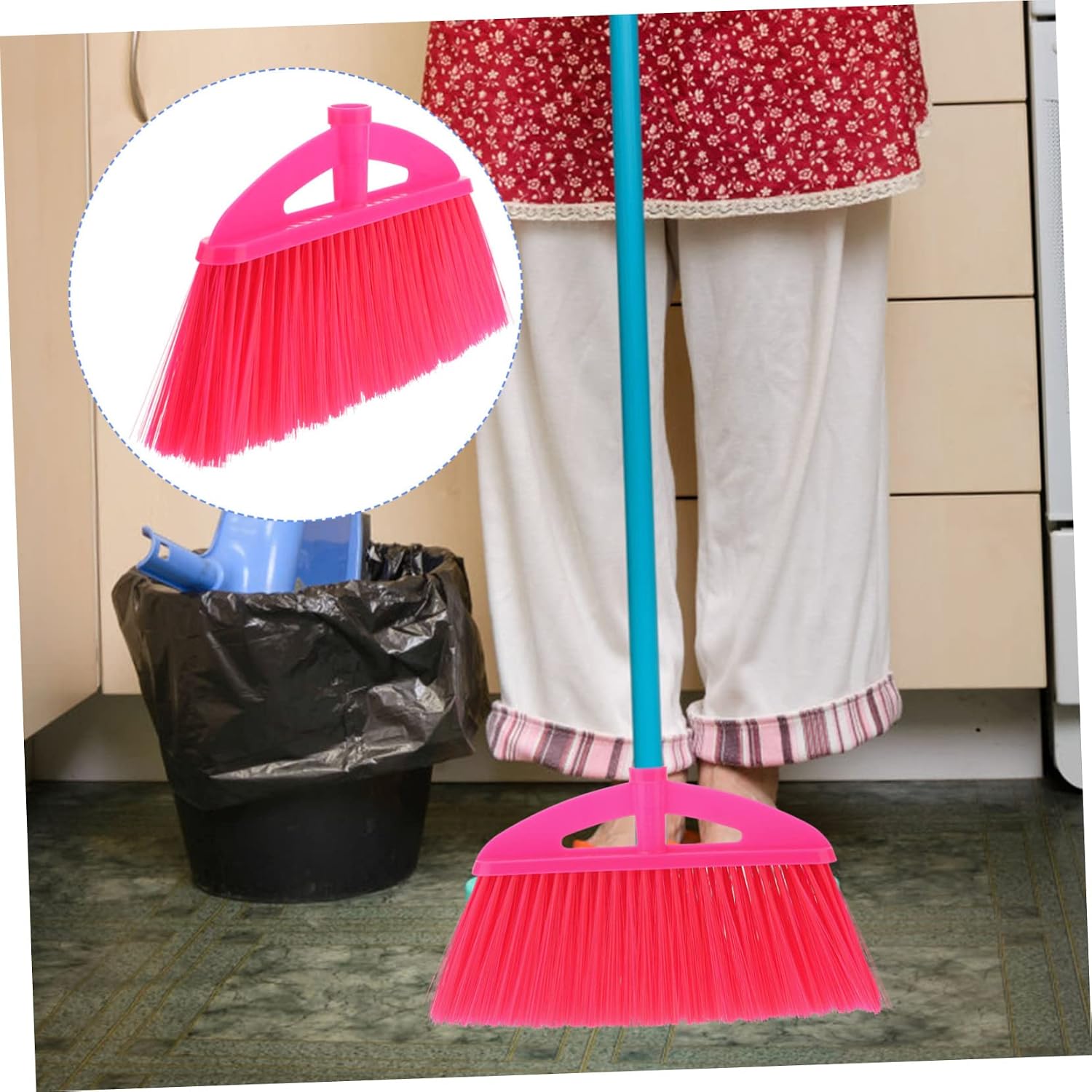 Plastic Broom Head Replacement Red Thick Bristles