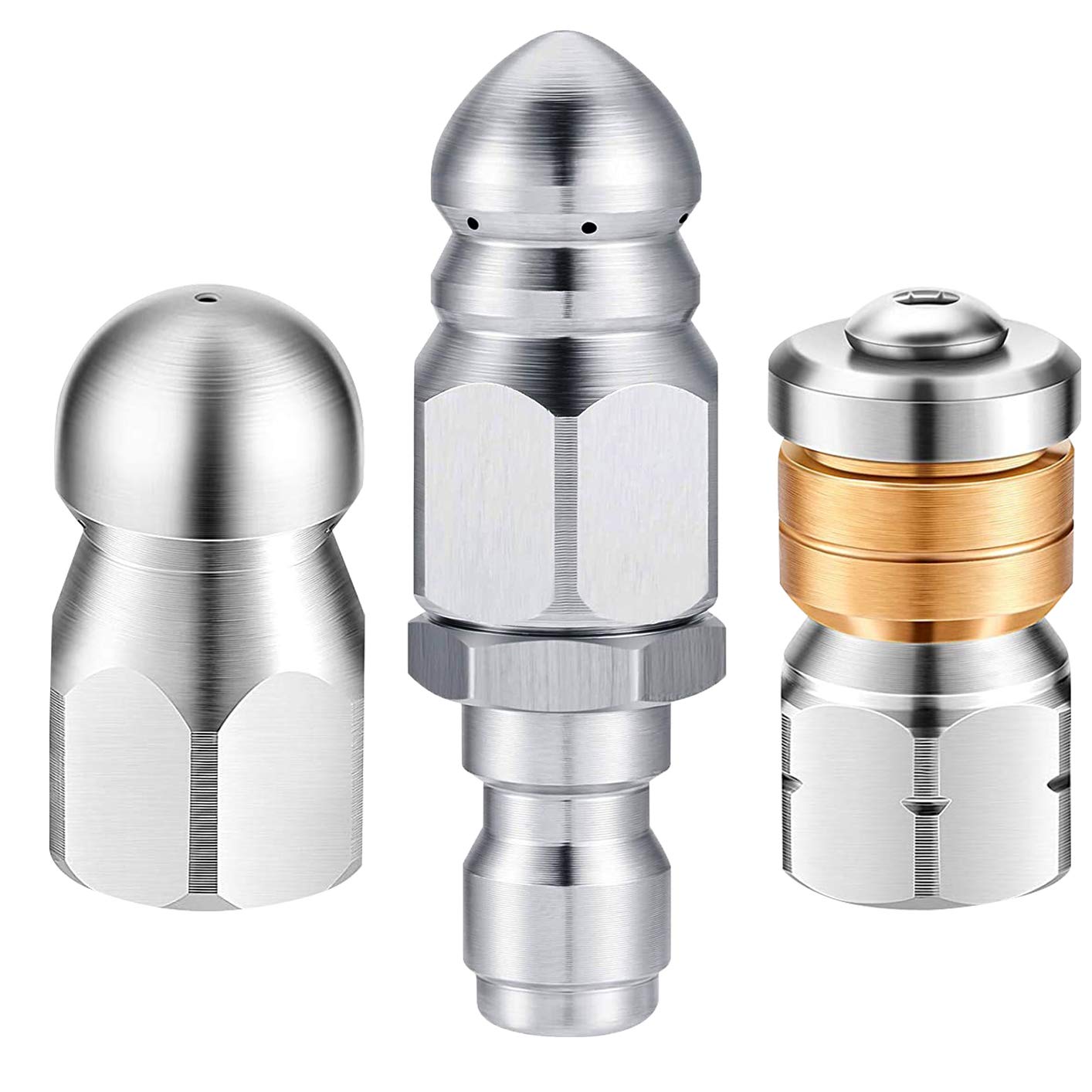 Buy 3 Pieces Sewer Jetter Nozzle Rotating Button Nose Sewer Jetting