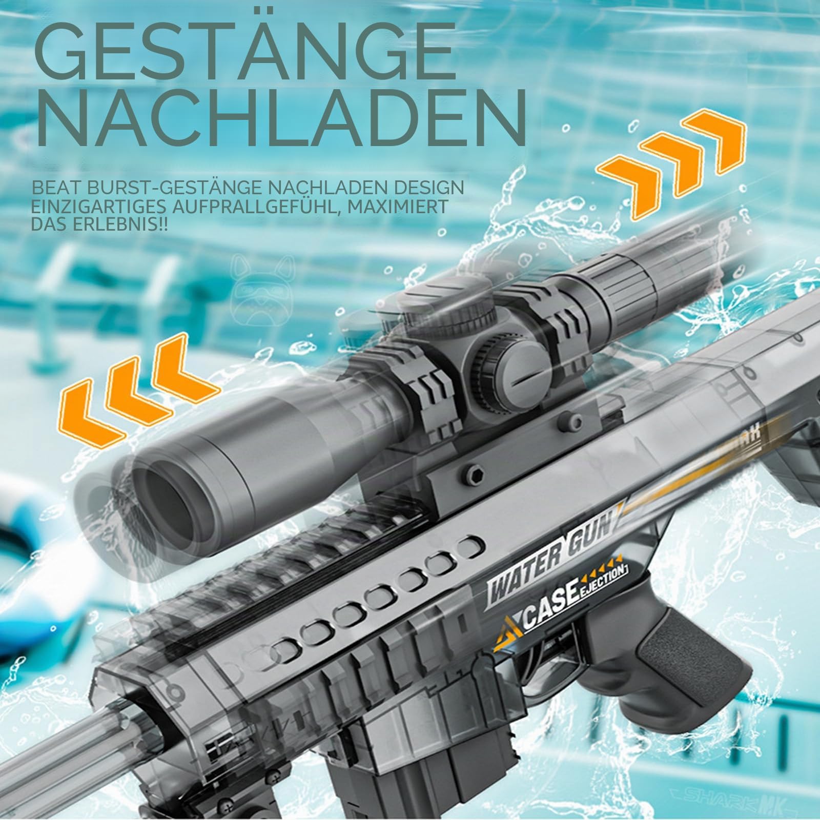 Cooler elektrischer Hochdruck Wasserspritzer mit Licht, wasserdichtes Spritzspielzeug für Erwachsene und Kinder, innovativer elektrischer Wasserspritzer, automatisches Schwimmbadspielzeug
