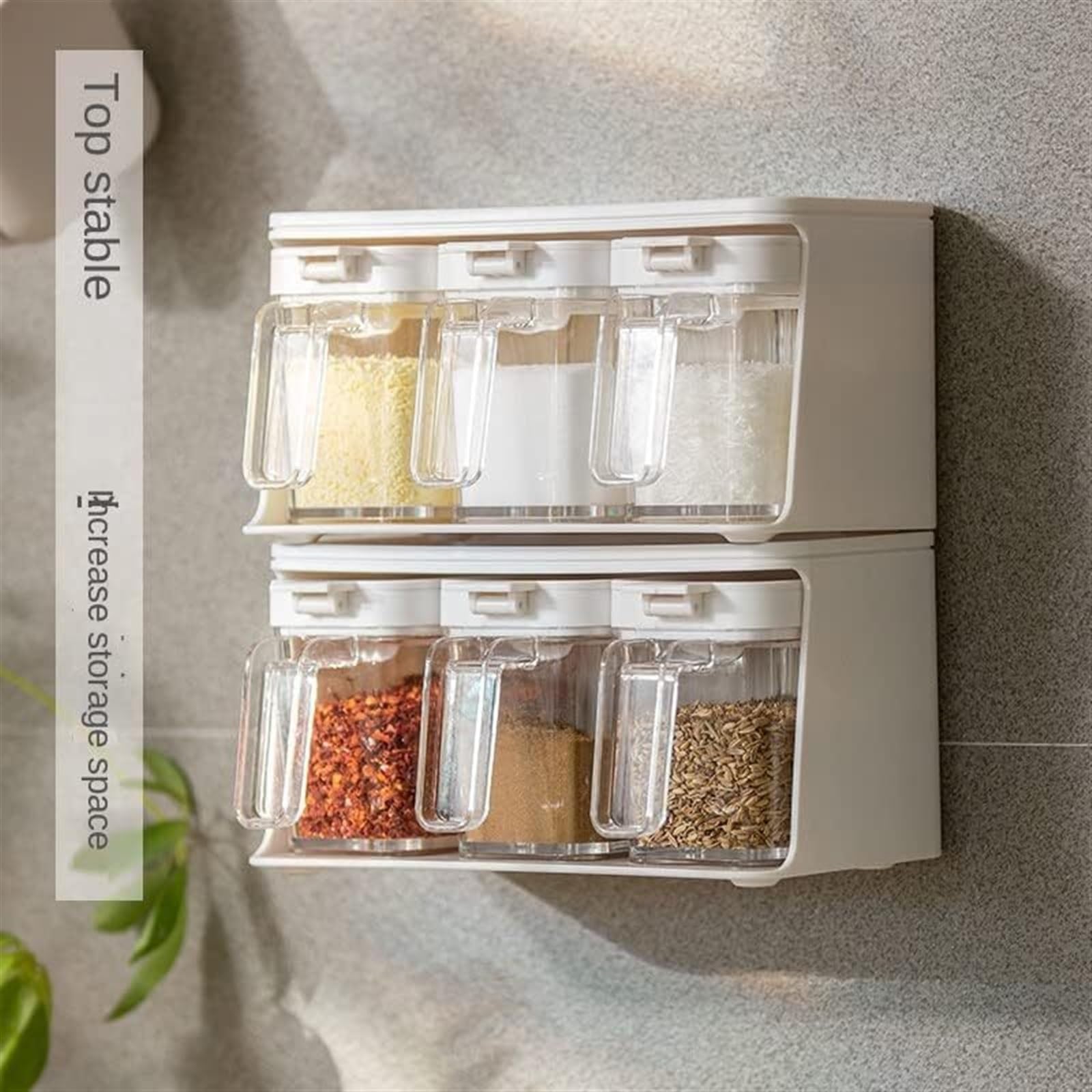 Pots d'assaisonnement, boîte à épices, boîte d'assaisonnement de cuisine, pots à condiments muraux for sel et poivre, sucrier, gadgets, ensembles de dispositifs, boîte à épices, organisateur, outil si