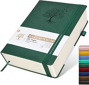 Lined Journal Notebook, 365 Pages B5 Large Journals for Writing Ruled Notebook, Hardcover Leather Journal for Women Men, Daily Notebook for Work, Note Taking, 100Gsm Thick Paper( 7.6'' X 10'' Green)