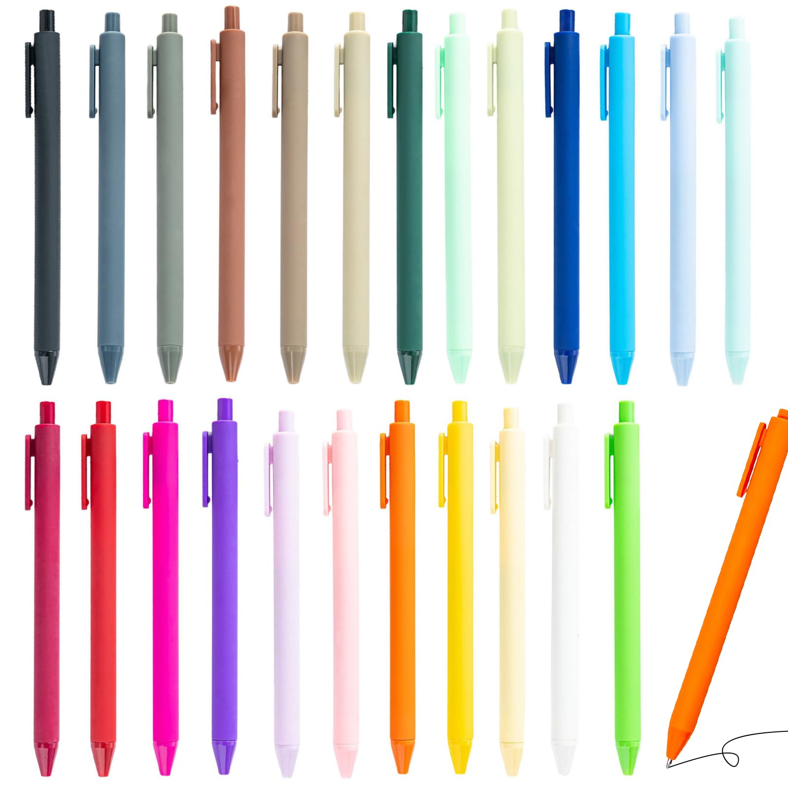 ZYEKIU 24 Pcs Gel Pens for Writing Quick Dry Ink Coloured Pens with Comfort Grip and 0.7mm Fine Point Gel Pen for Colouring to Use for Note Taking or Drawing in Office School and Home Journaling