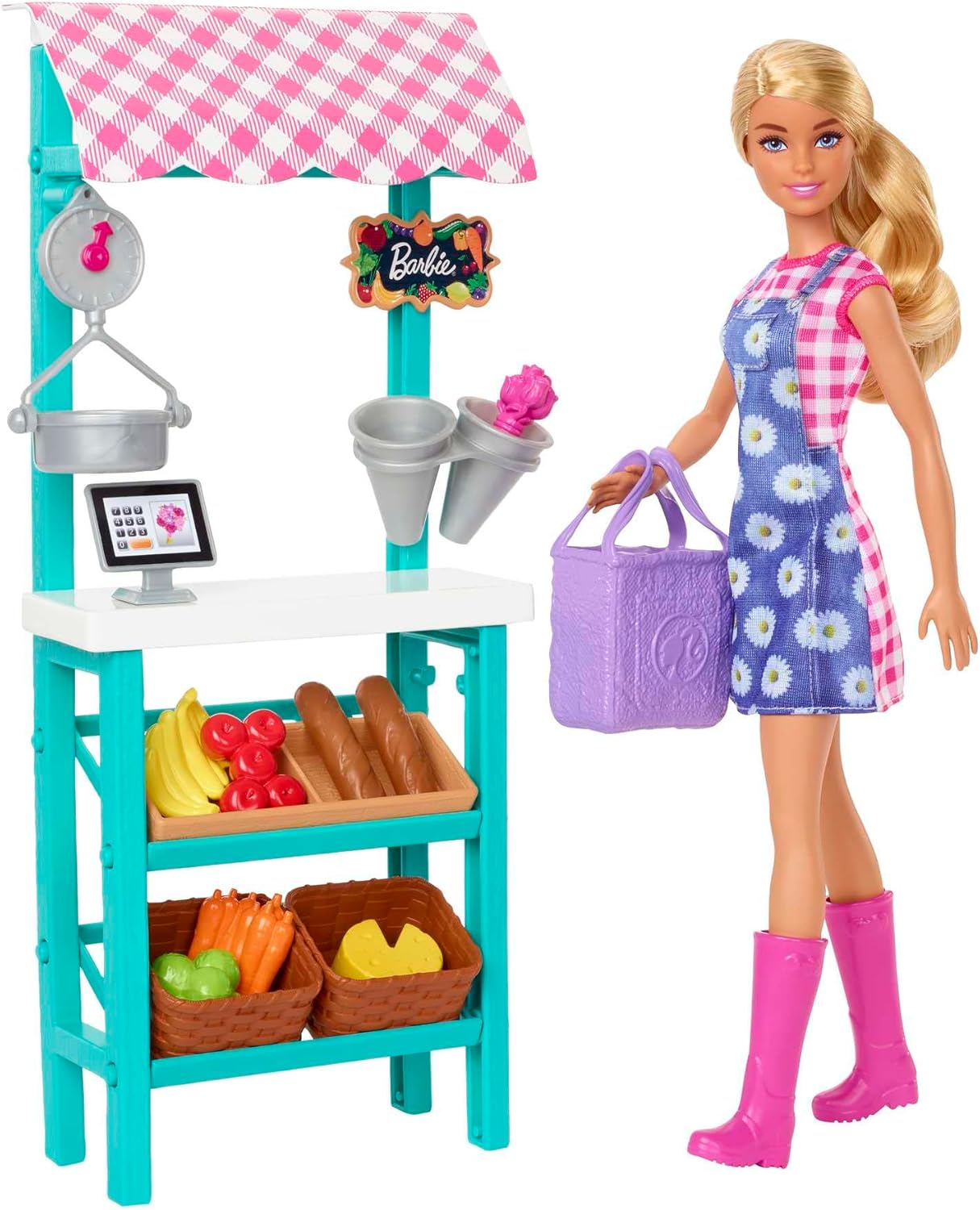 Barbie Careers Playset, Farmers Market Set with Blonde Fashion Doll, Furniture & Accessories
