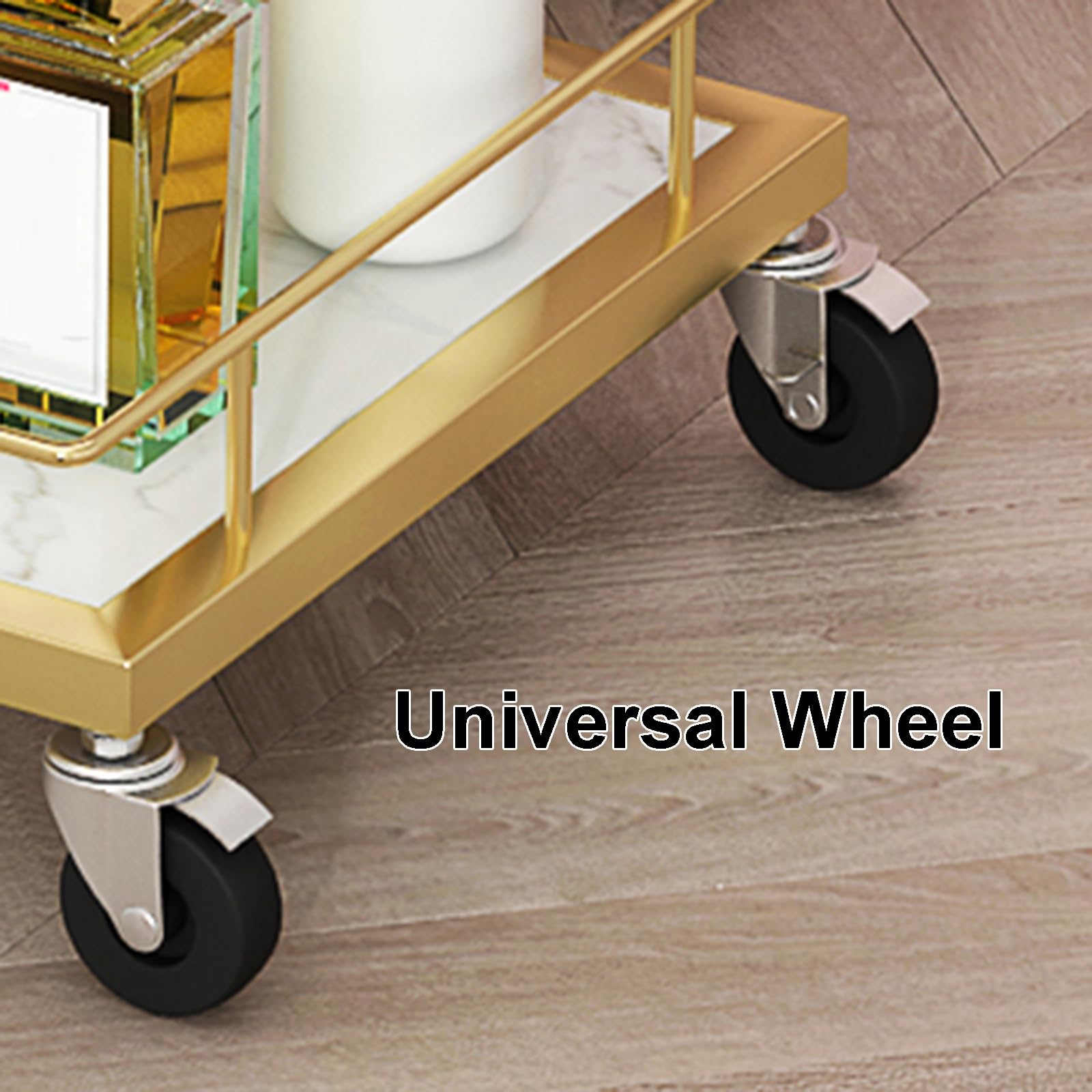 Carrello portaoggetti a 3 livelli, grande capacità, con robusto telaio in metallo, facile mobilità, con ruote, elegante finitura dorata, per l'organizzazione domestica e l'ufficio