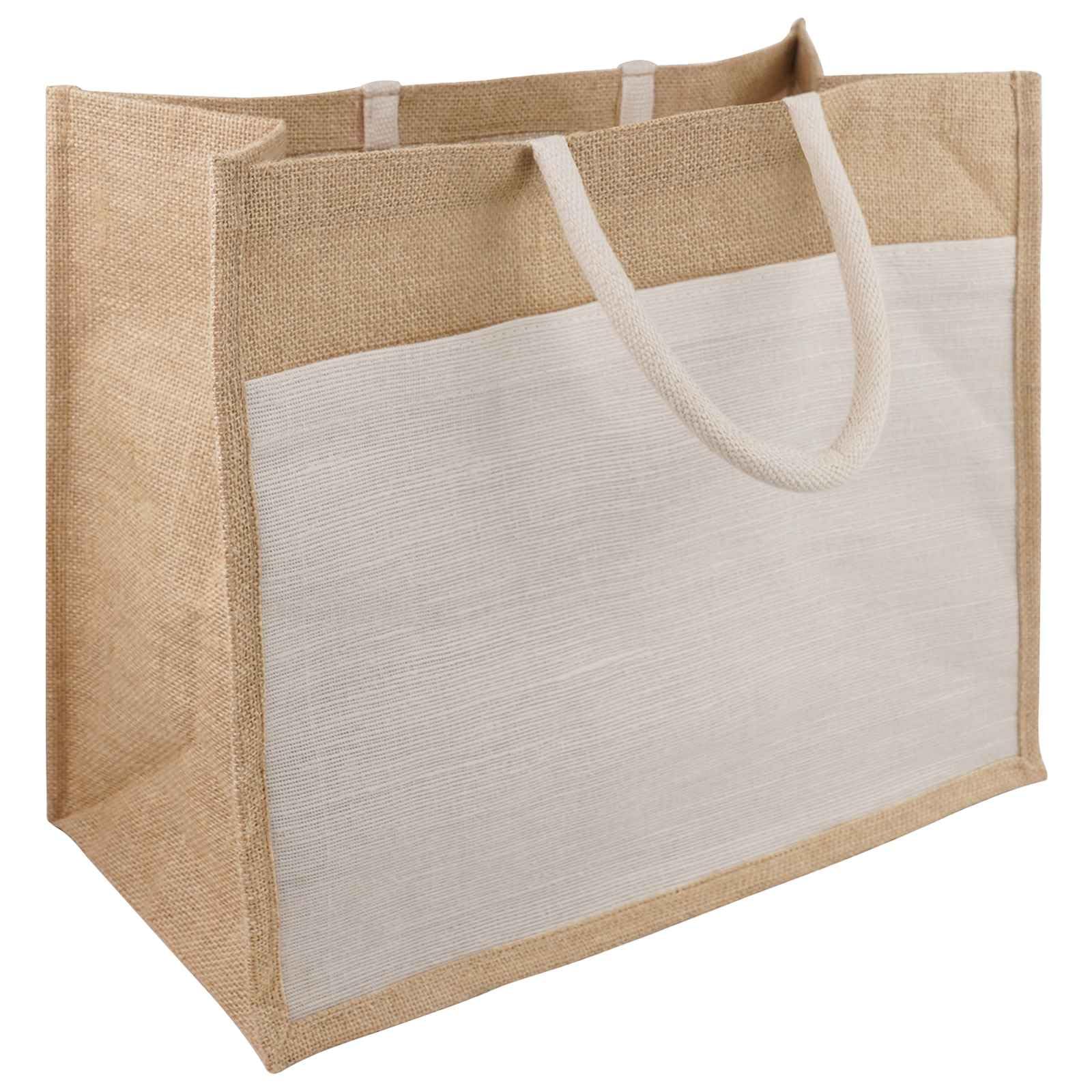 Jute-Handtaschen mit Tasche 5 Natürlich und Weiß