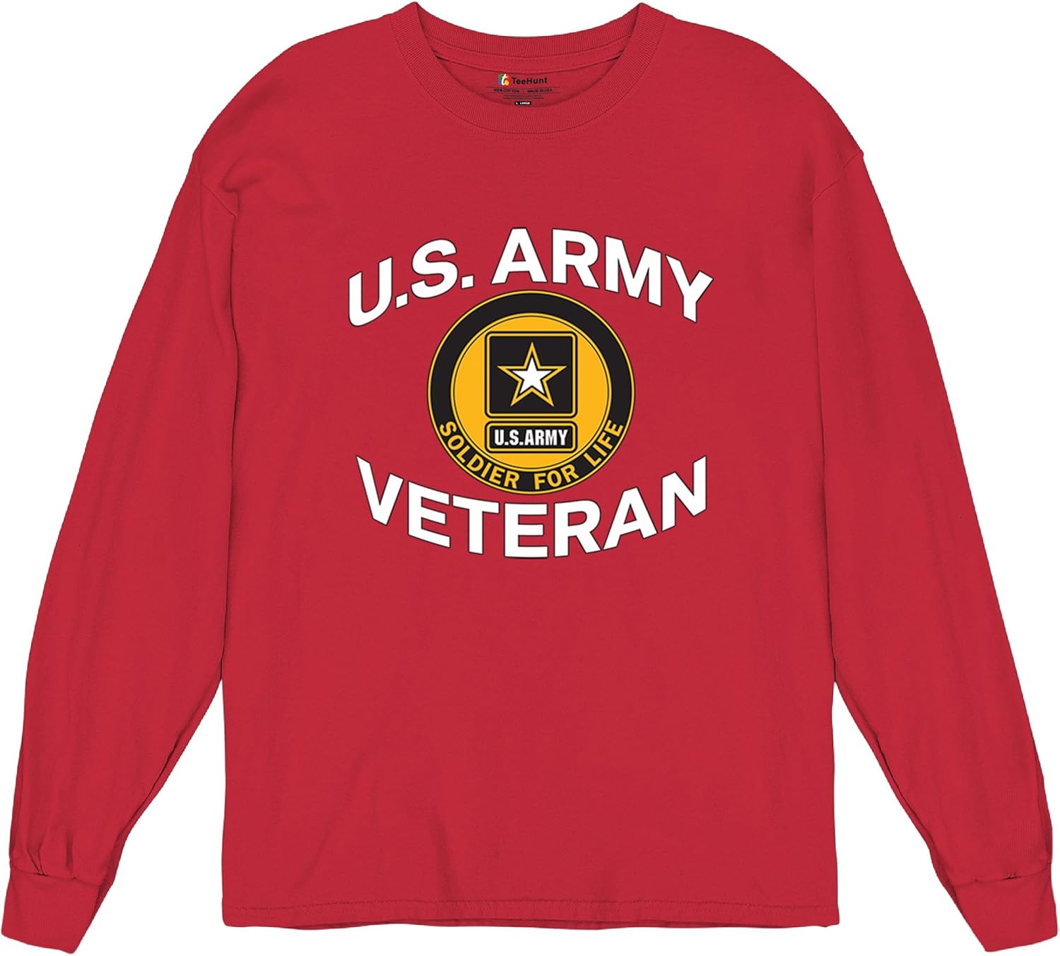 US Army Veteran Soldier for Life Long Sleeve T-Shirt Military Pride DD 214 Patriotic Armed Forces Gear Licensed
