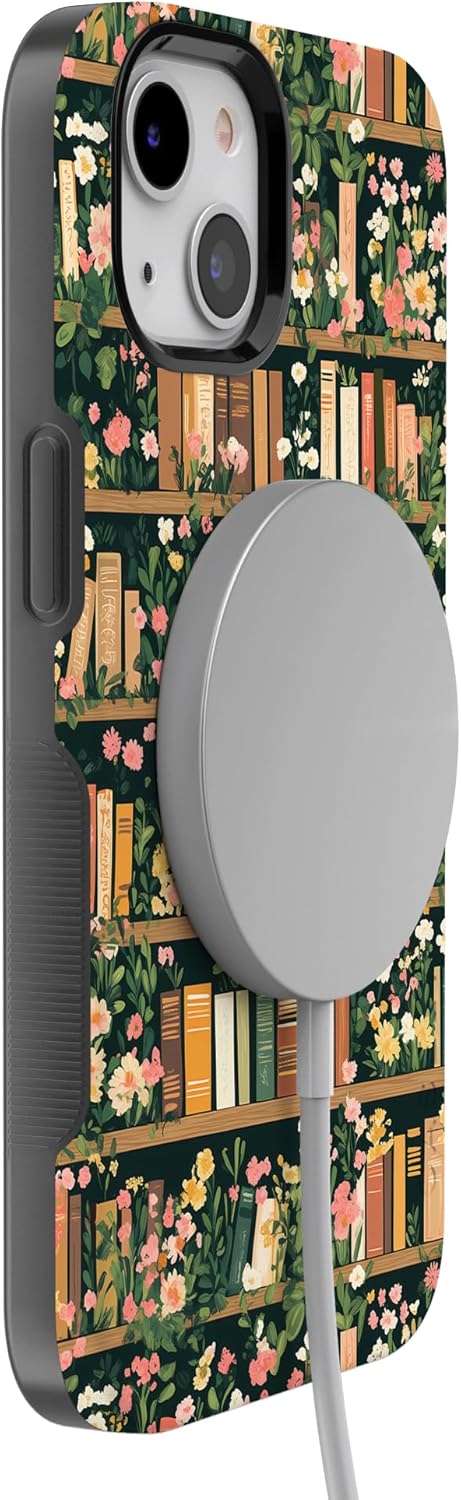 Casely iPhone 13 Case | Book Nook | Floral Library | Bold Protective Design | Compatible with MagSafe
