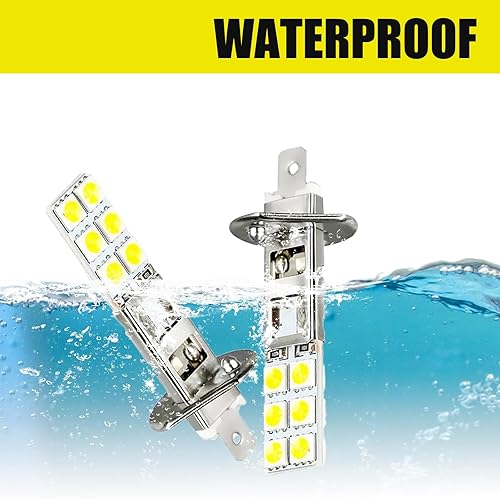 Miniatura 3 de Fluher 4 luces antiniebla LED H1 para automóvil, chip 12-5050SMD de alto brillo, antivaho de penetración fuerte DRL, luz Plug and Play, 6500K 50000H