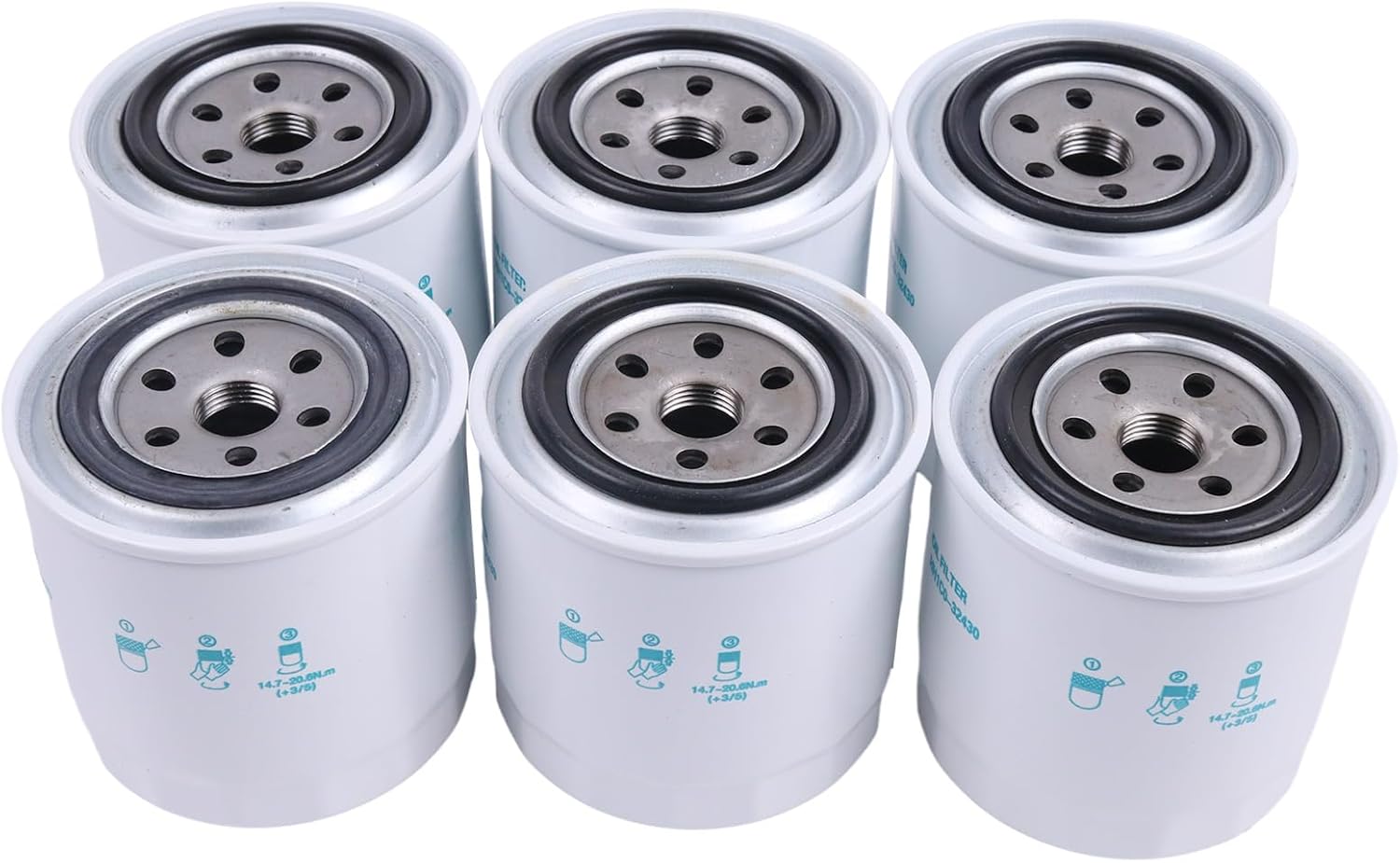 6X Oil Filters HH1C0-32430 1C020-32430 Compatible with Kubota KX033-4 KX080-3 SSV65 SSV75 SVL90 U55 M108 M110 M5040 M6040