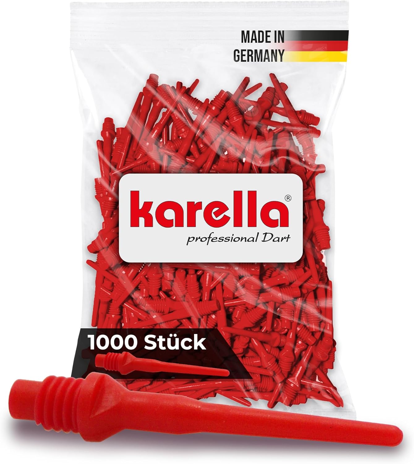 Karella 2BA Soft Tip Dart Points Red Long - 1000 Pack