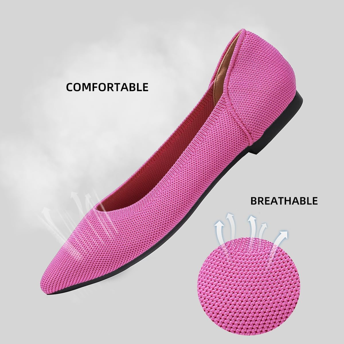 Women's Flats Shoes Pointed Toe Knit Ballet Comfortable Dressy Slip On Leopard Flat - Image 5