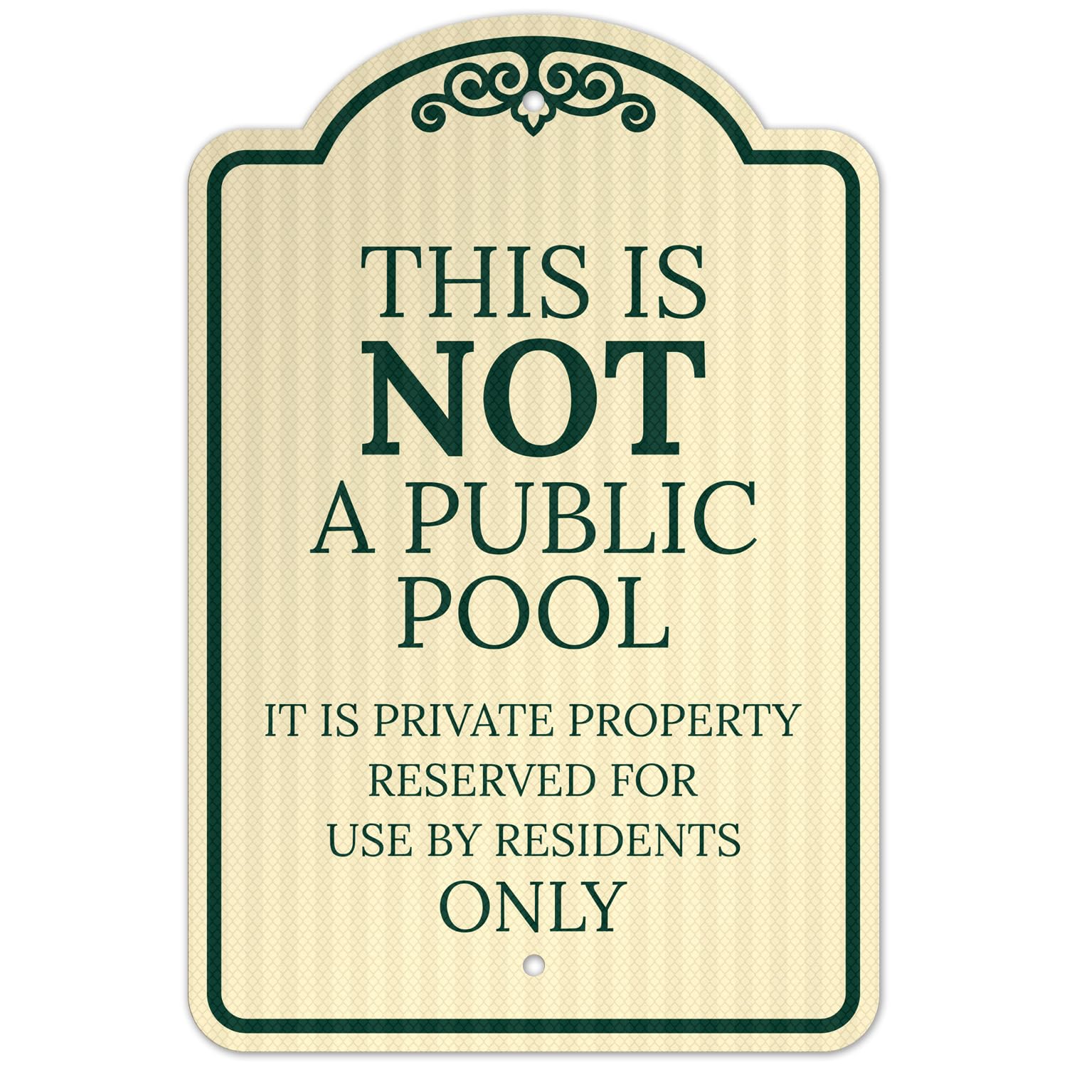 This is Not A Public Pool It is Private Property Reserved for Use by Residents Only Sign, 12x18 Inches, ACM, Fade Resistant, Made in USA