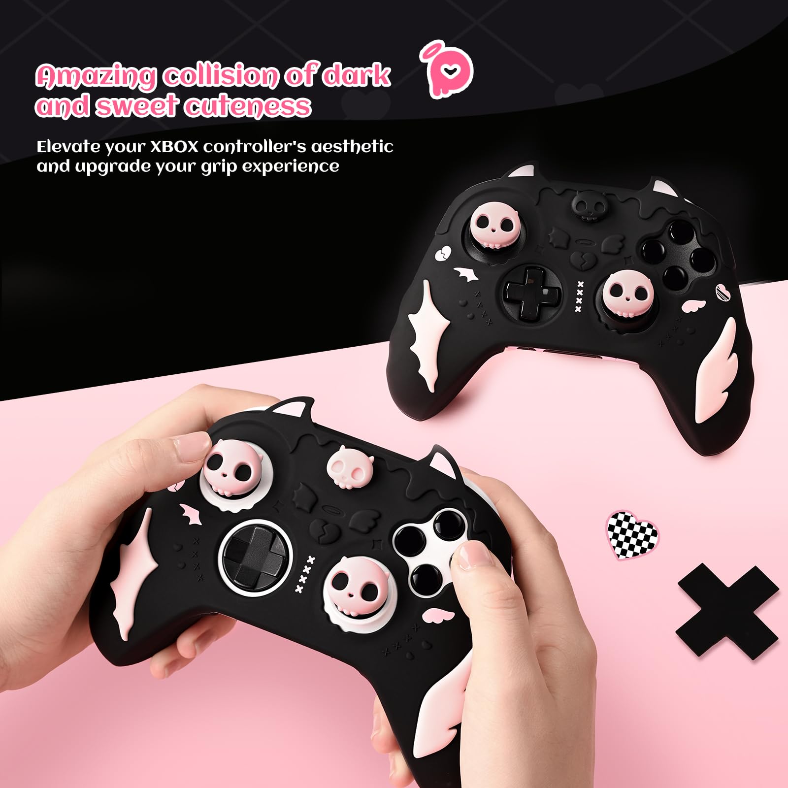GeekShare Custodia in silicone per controller Xbox Series X/S, antiscivolo, in silicone morbido, impugnatura in gomma morbida per controller Xbox – Scheletro dolce