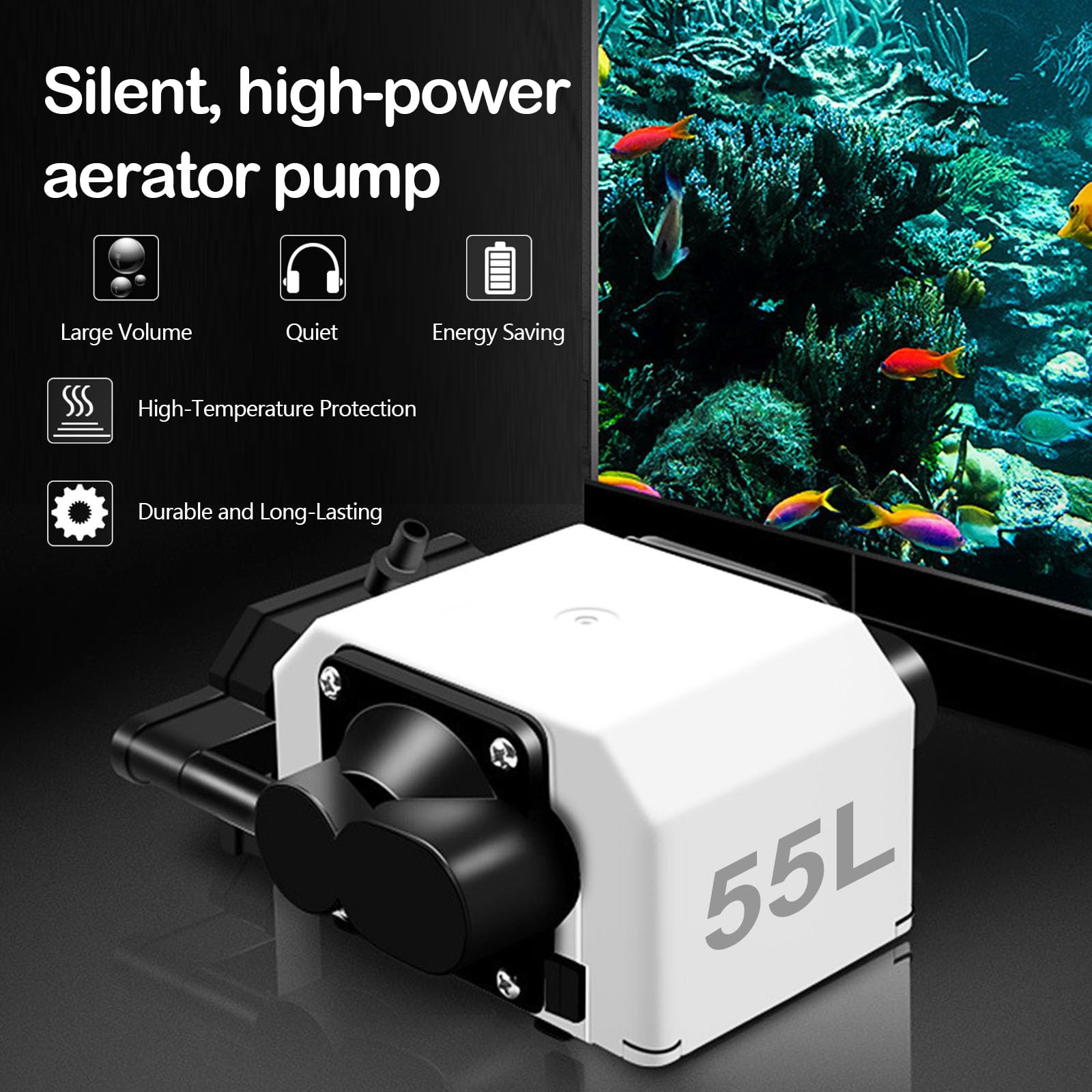 Air Assist, Pompe d'Assistance Pneumatique pour Découpeuses et Graveuses Laser Débit d'Air Réglable 55 L/min 220V 25W Faible Niveau Sonore Coupe Nette des Bords Lisses