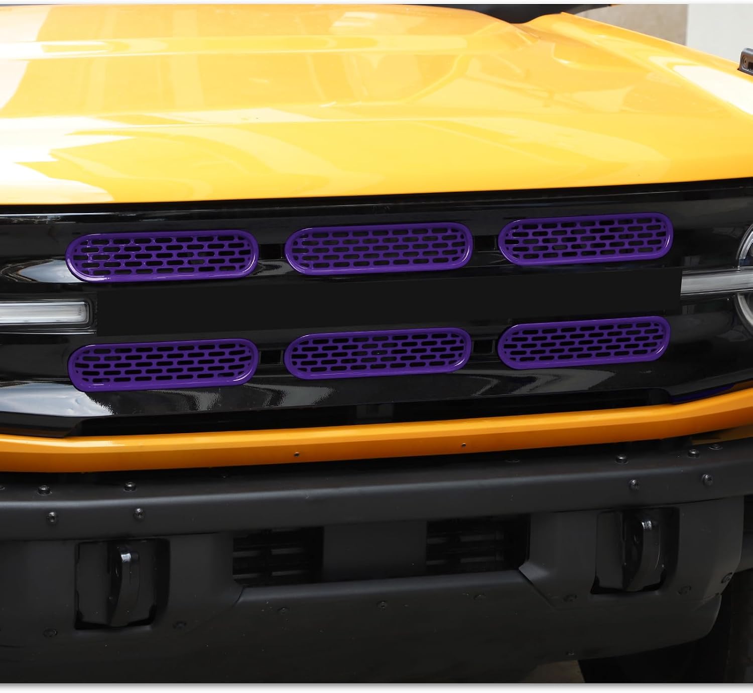 Front Grill Mesh Grille Inserts Cover Frame Trims Kit 6Pcs Fit for Ford Bronco 2021-2026 2/4 Door Exterior Accessories (Purple)