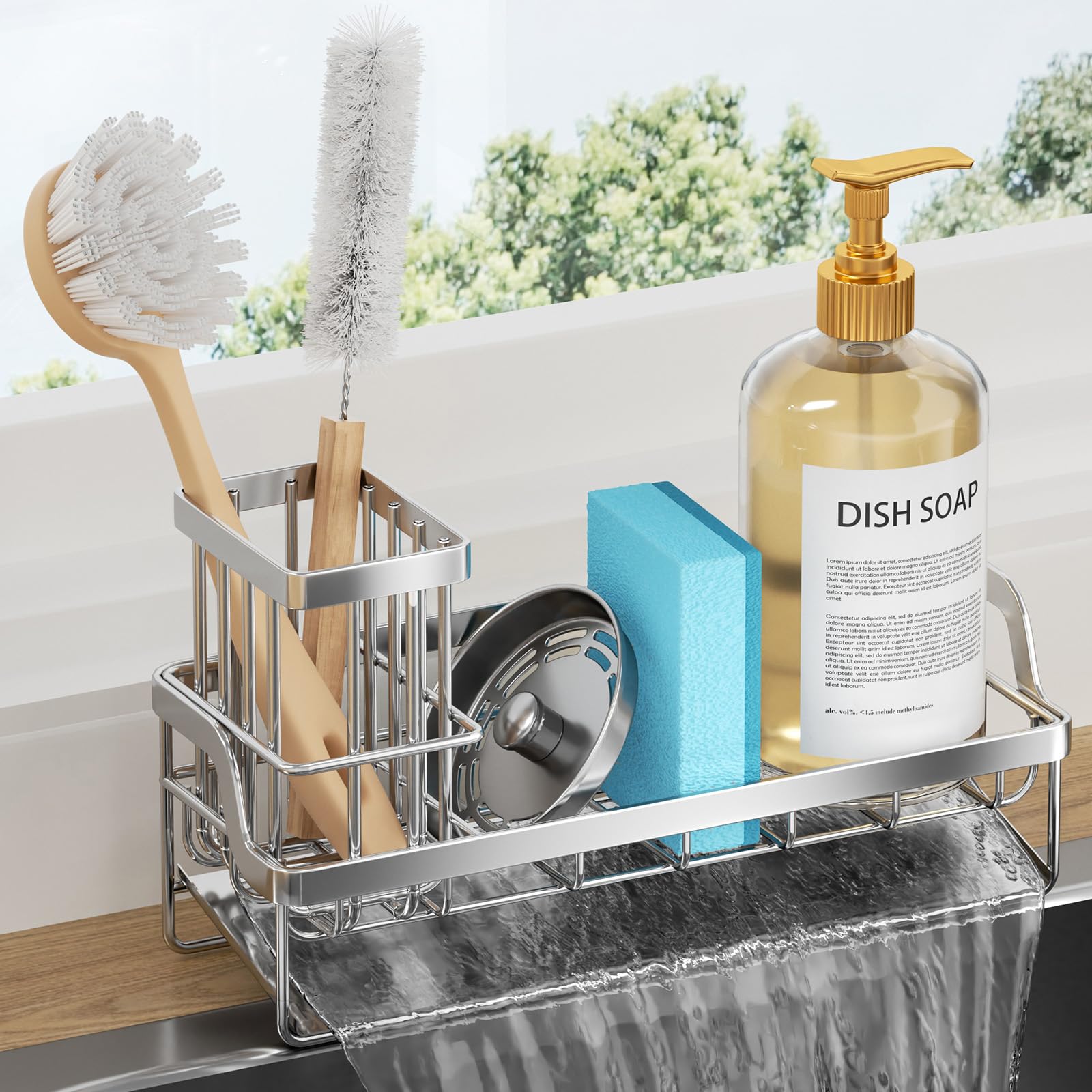 HapiRm Sponge Holder for Kitchen Sink - Sink Caddy with Self Draining