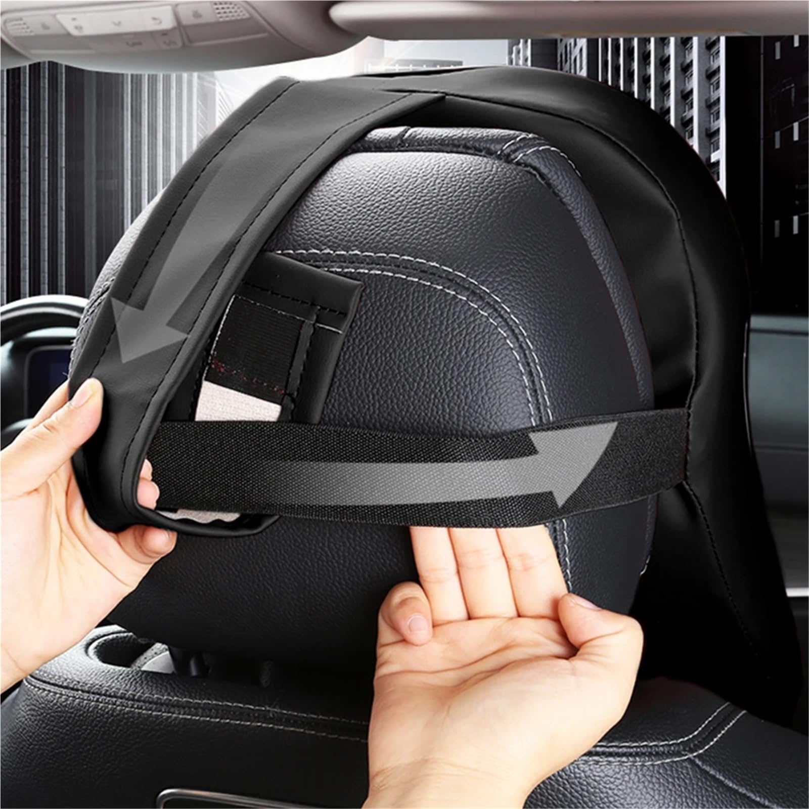 Car Pillow Driving Seat Cuscino poggiatesta per auto in memory foam 3D pelle, supporto il collo, cuscino sollievo dal dolore(Black Pillow)