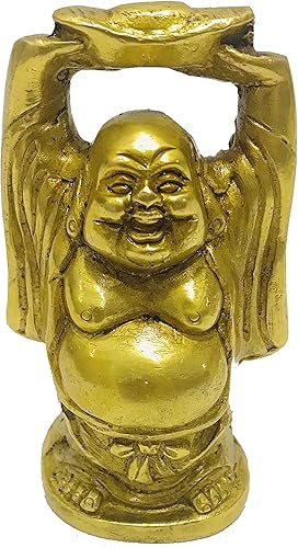 Miniatura 1 de Figura de estatua de Buda sonriente de latón, figura de Buda sentado, riqueza y felicidad, riqueza, dinero, escultura de la suerte, adorno