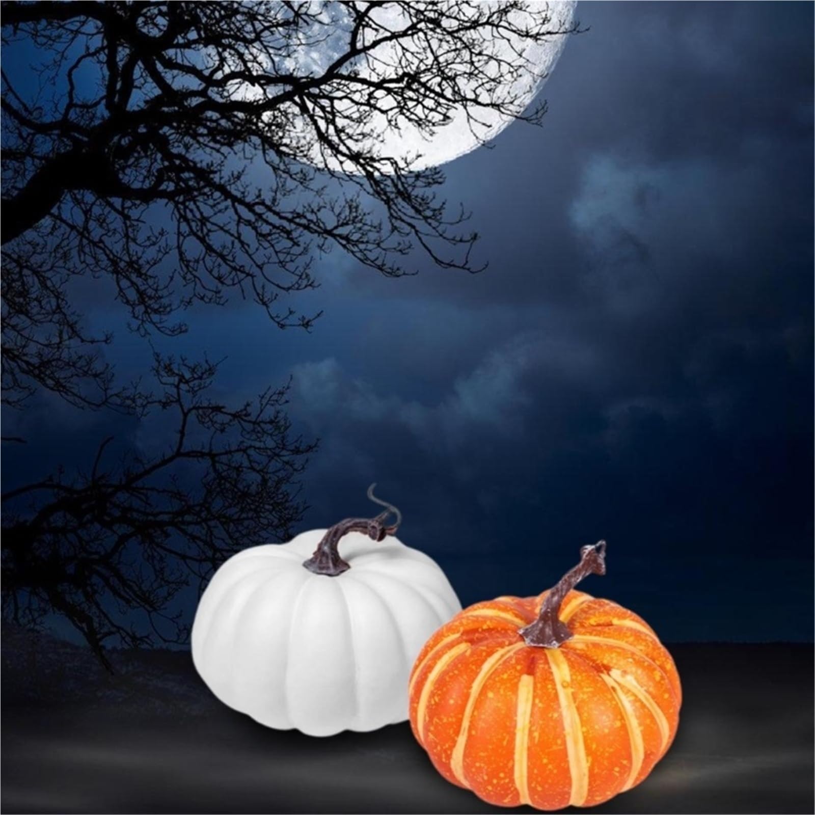 2 pezzi di zucca artificiale, zucche decorative, ornamenti in schiuma for il paesaggio Per La Decorazione Della Camera(White)