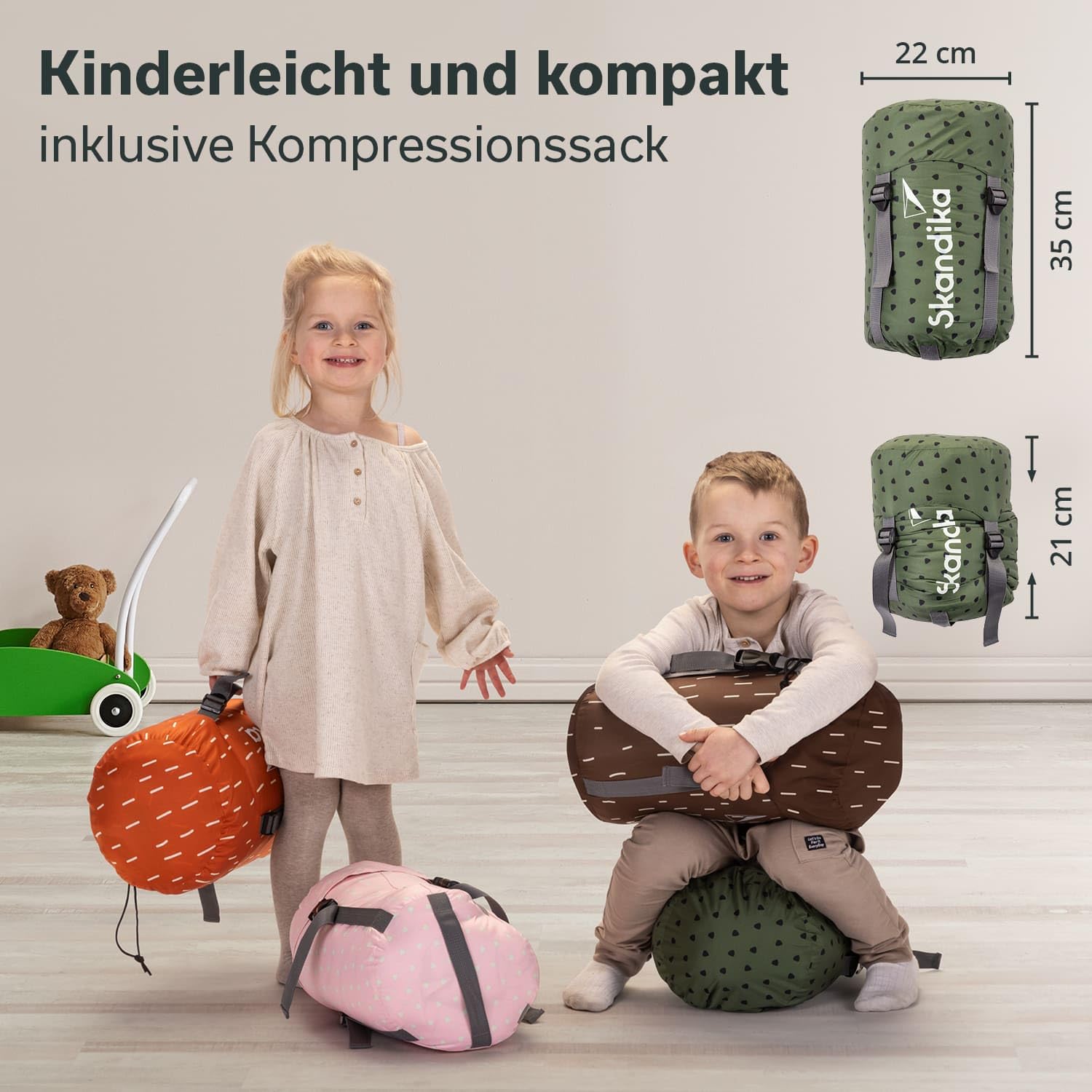 Skandika Saco de Dormir Infantil Soti | hasta 150 cm, de algodón, Lavable a máquina, Saco de Dormir para niños