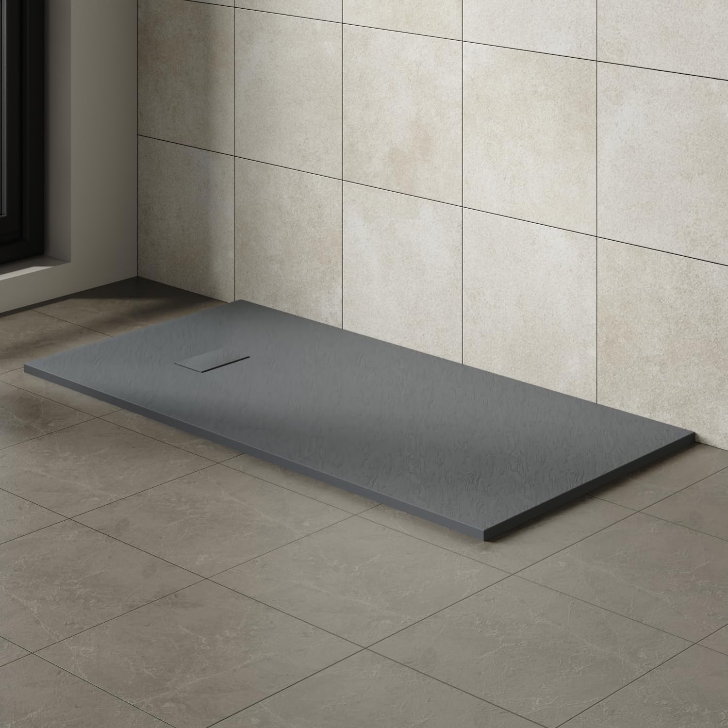 Aquariss 1700x900mm SMC Anti Slip Shower Base Tray Rectangular for Shower Enclosure Anthracite