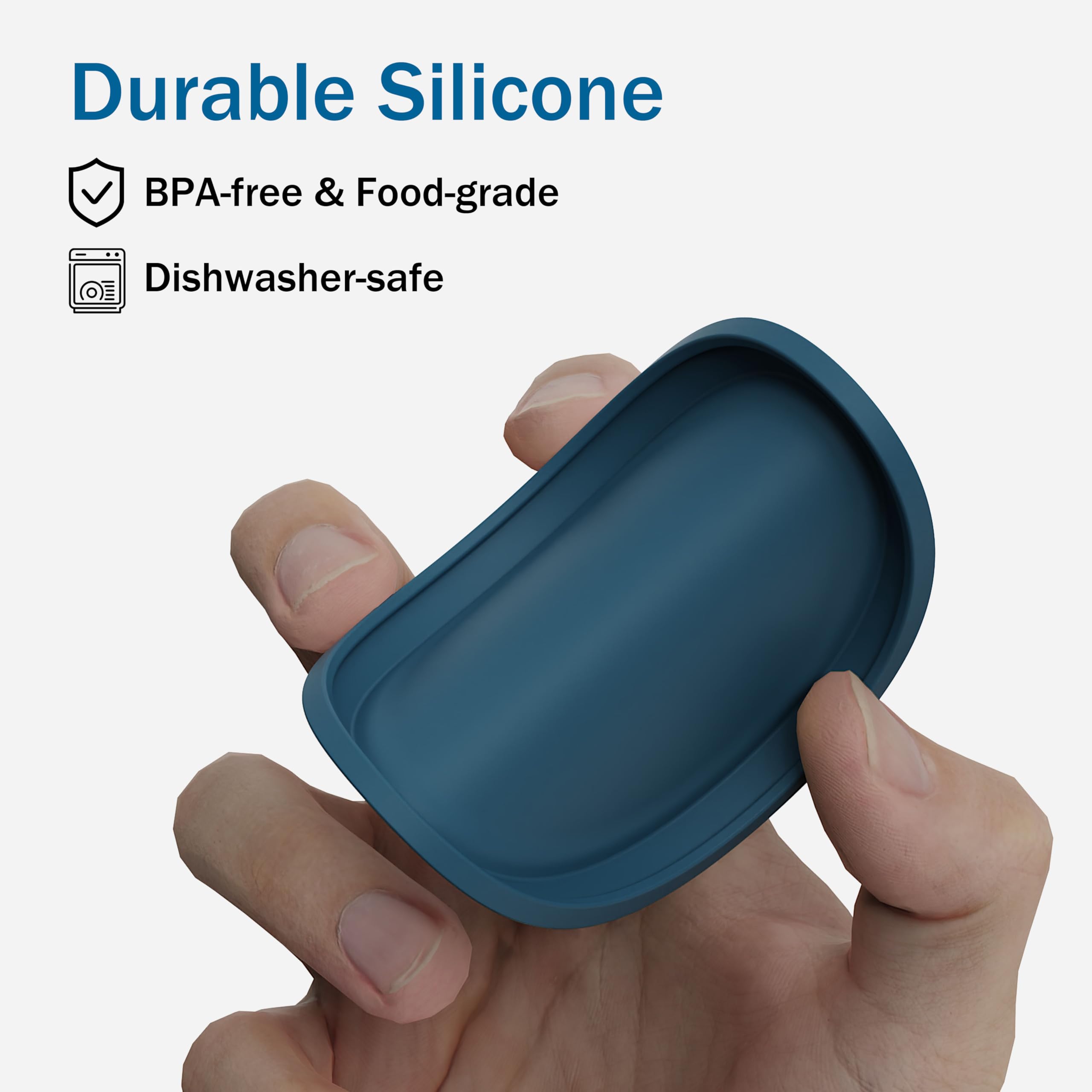 OHMO Tapas de latas para comida para perros, 75 mm, tapas de silicona para latas de alimentos para animales, 400 g, sin BPA, azul oscuro y azul claro, juego de 2