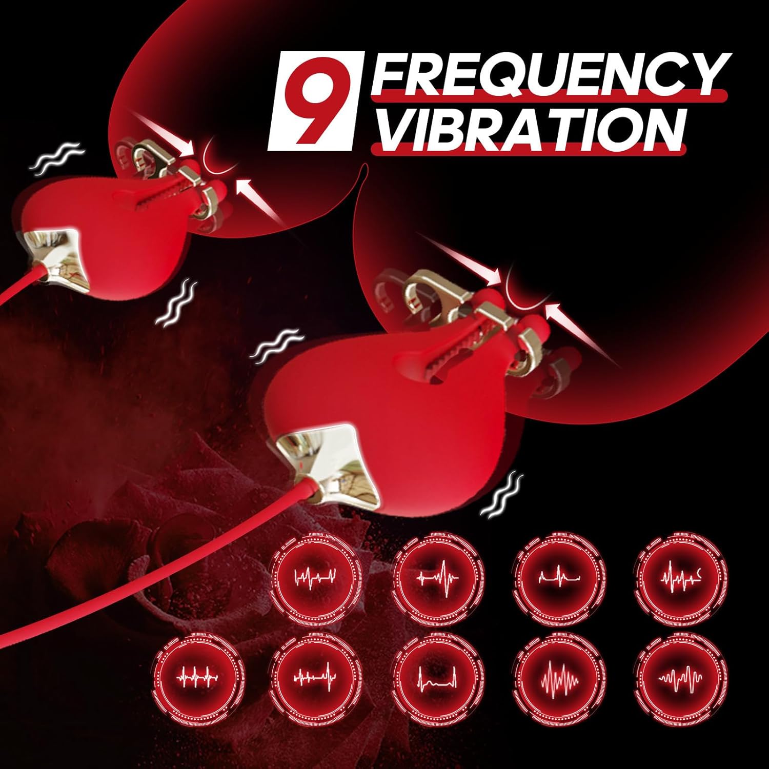 Adult 2-in-1 Sex Toys with 9 Vibration Modes, Chest Clip Vibration Massager, Rose Mouth Plug Waterproof Anal Vibrator, Female Sexual Pleasure Tool, Suitable for Women or Couples