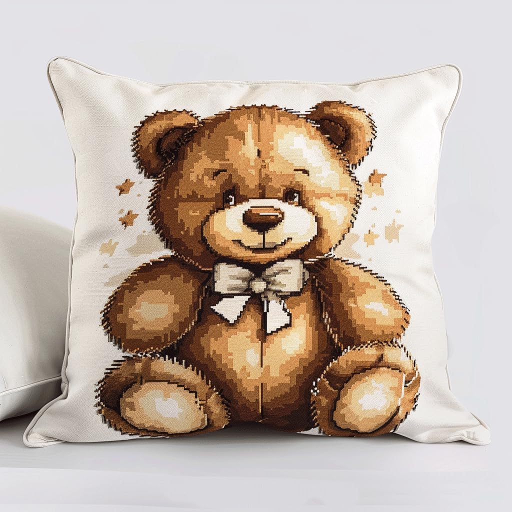 Stamped Cross Stitch Pillow Kits, Cartoon Phoenix 11CT Cross Stitch Cushion Cover Embroidery Kit Pillow Cases Counted Needlepoint Handmade Cushion Cover for Home Decor 18x18inch