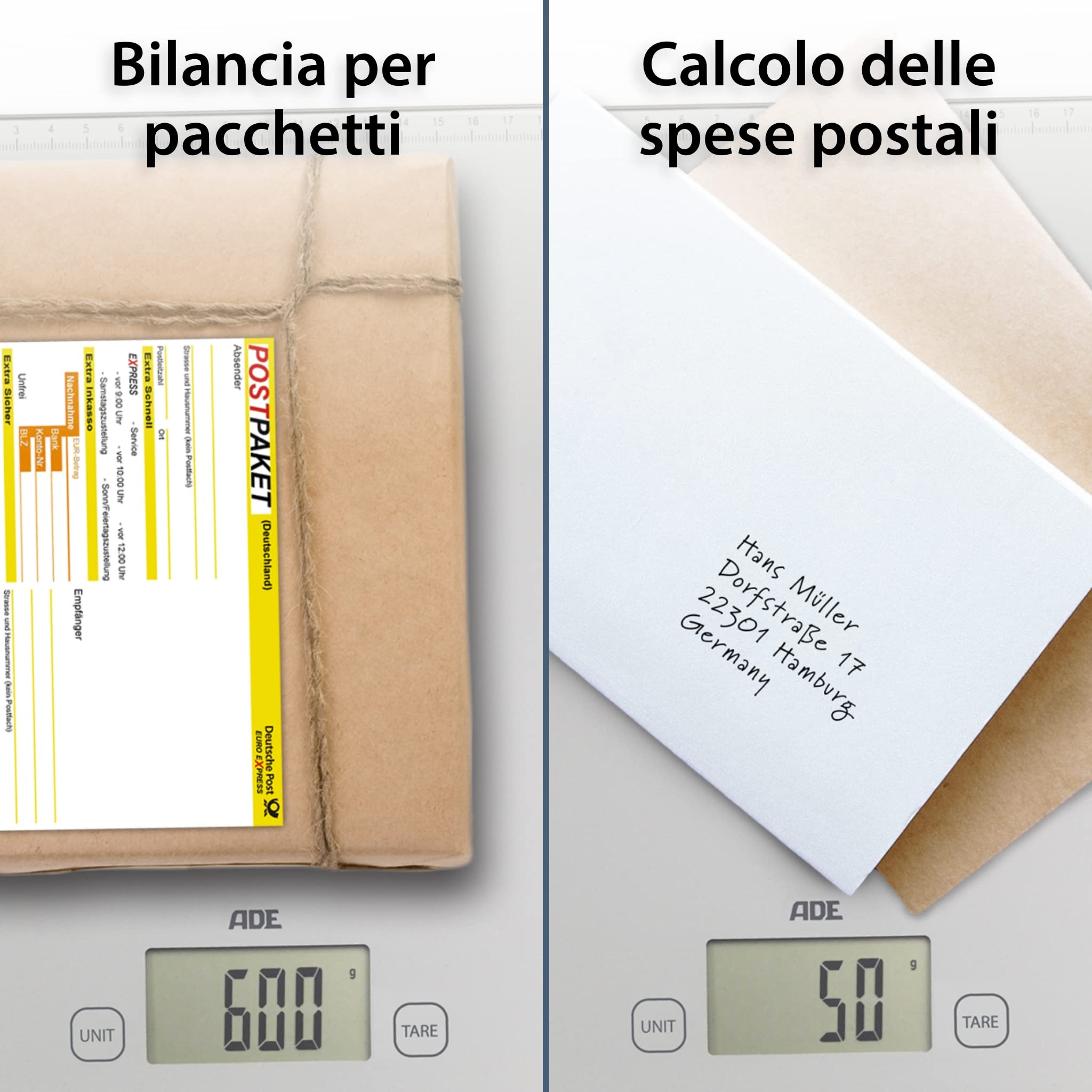 VEVOR Bilancia Digitale Pesa Pacchi di Spedizione Pacchi Postali Uso Commerciale in ABS Carico