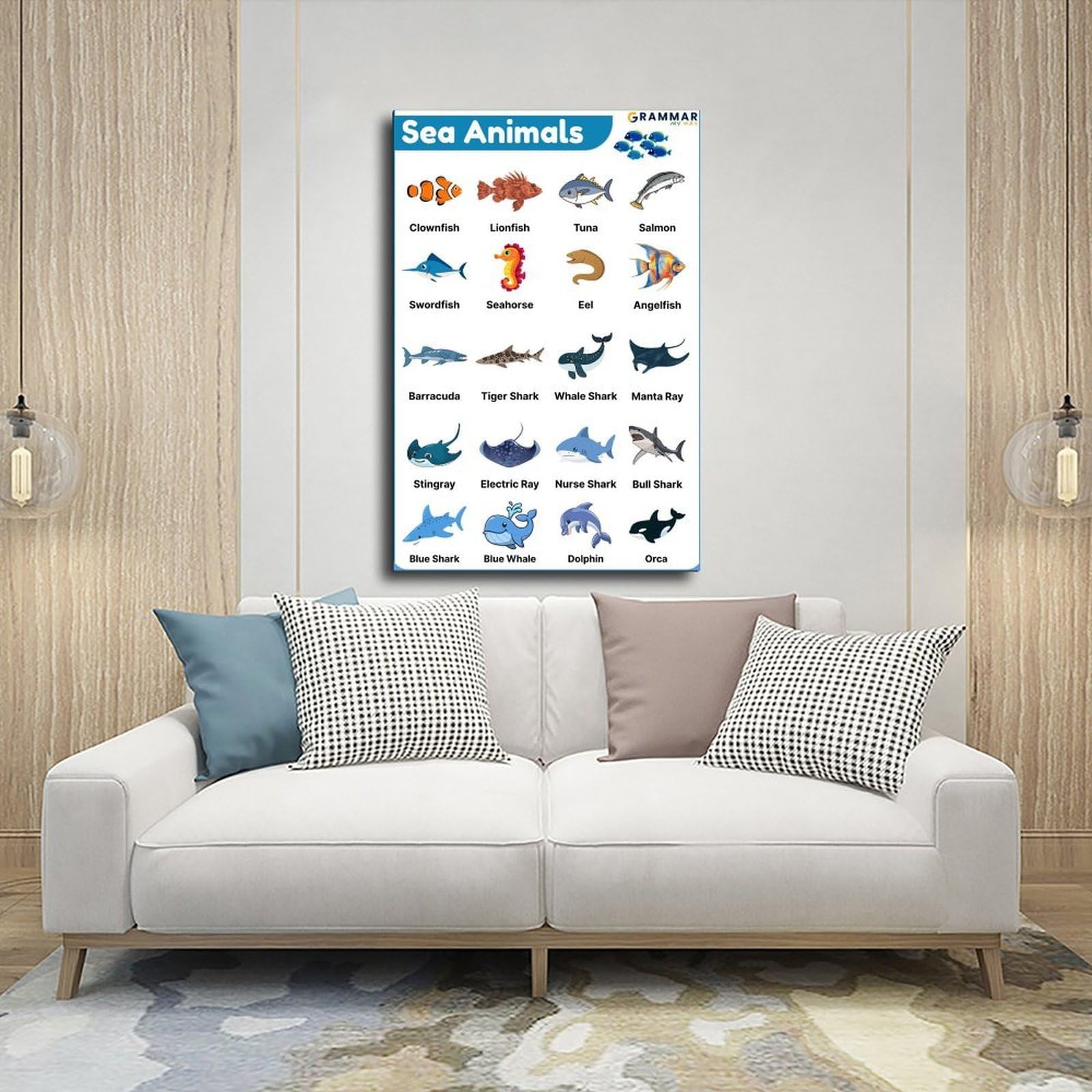 Lienzo decorativo para pared, diseño de Enciclopedia de animales marinos, 20 x 30 pulgadas (50 x 75 cm)