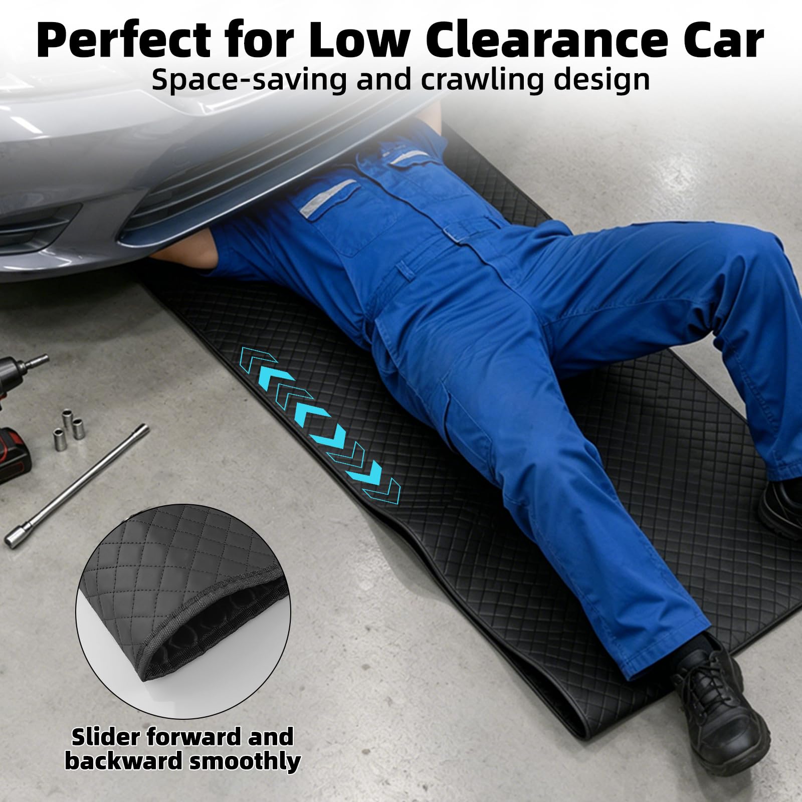 SUNCARACCL Alfombrilla mágica para reparación de Coche, 60 x 28 Pulgadas, Plegable, con Bolsa de Almacenamiento, Alfombrilla mecánica para Poca Distancia, Herramienta de reparación de automóviles