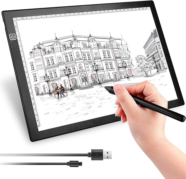 Upgraded-A4 Diamond Painting Lightbox with 3 Adjustable Brightness LED Light Pad for Tracing Drawing Tattoo,Ultra-Thin Only 4mm,Power by Type-C Cable