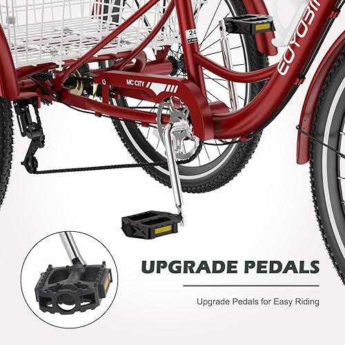 Miniatura 73 de ABORON Triciclo para adultos, bicicleta de 3 ruedas para adultos, triciclo para adultos, llantas de doble pared, triciclo para mujeres y hombres