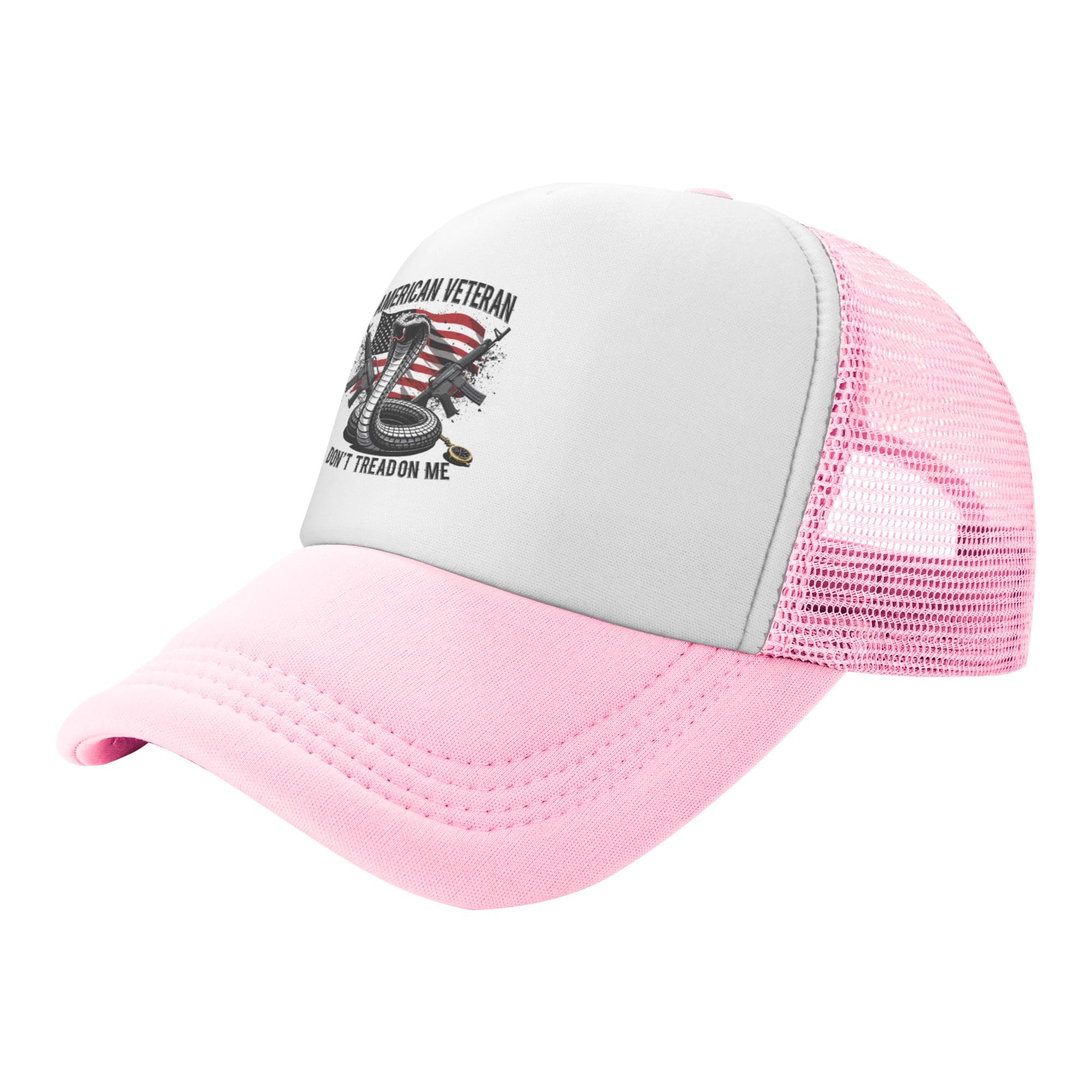 Dont Tread on Me Trucker Hat American Veteran FDT Resist Baseball Cap Mesh Back Adjustable Hats for Kids - Pink